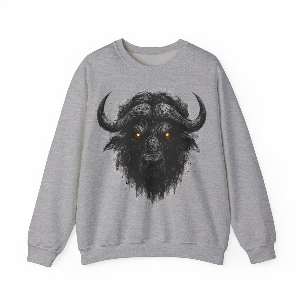 Büffel: Animals-Collection, Frontprint, Unisex Sweatshirt, Buffalo Spirit