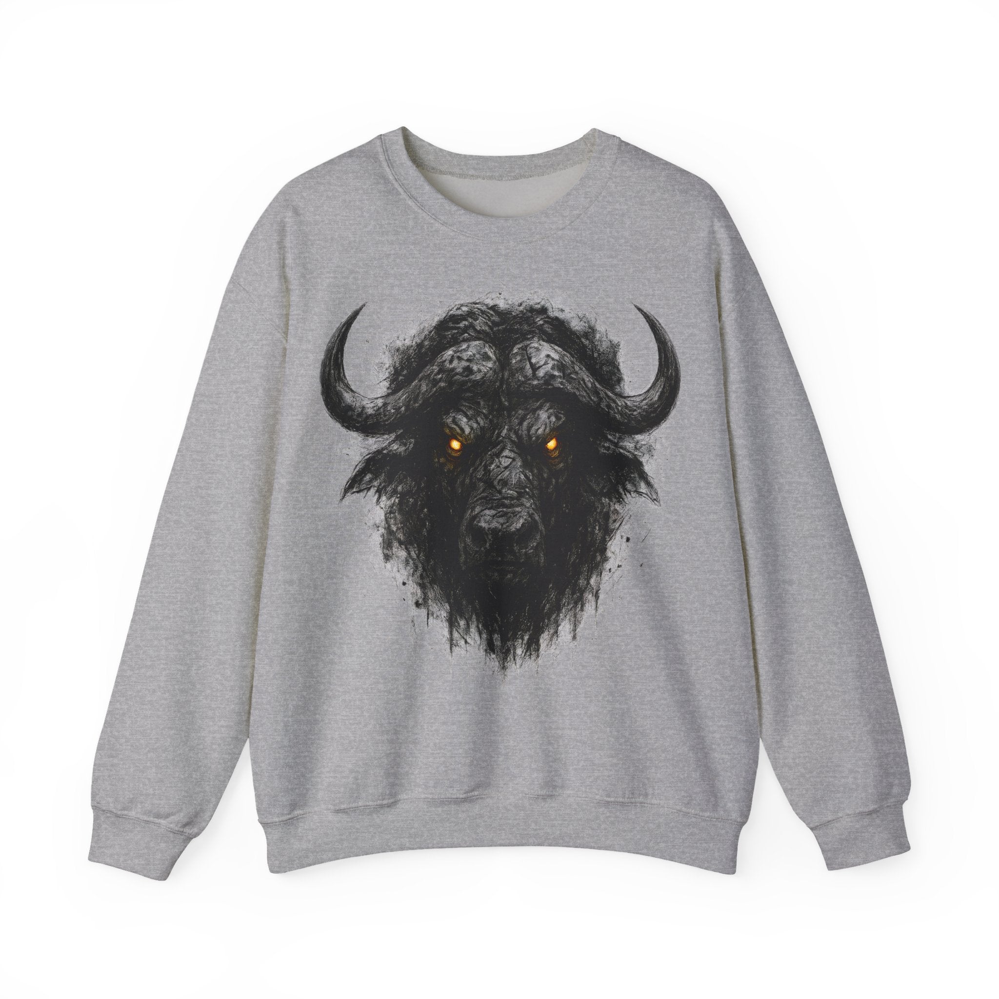 Büffel: Animals-Collection, Frontprint, Unisex Sweatshirt, Buffalo Spirit