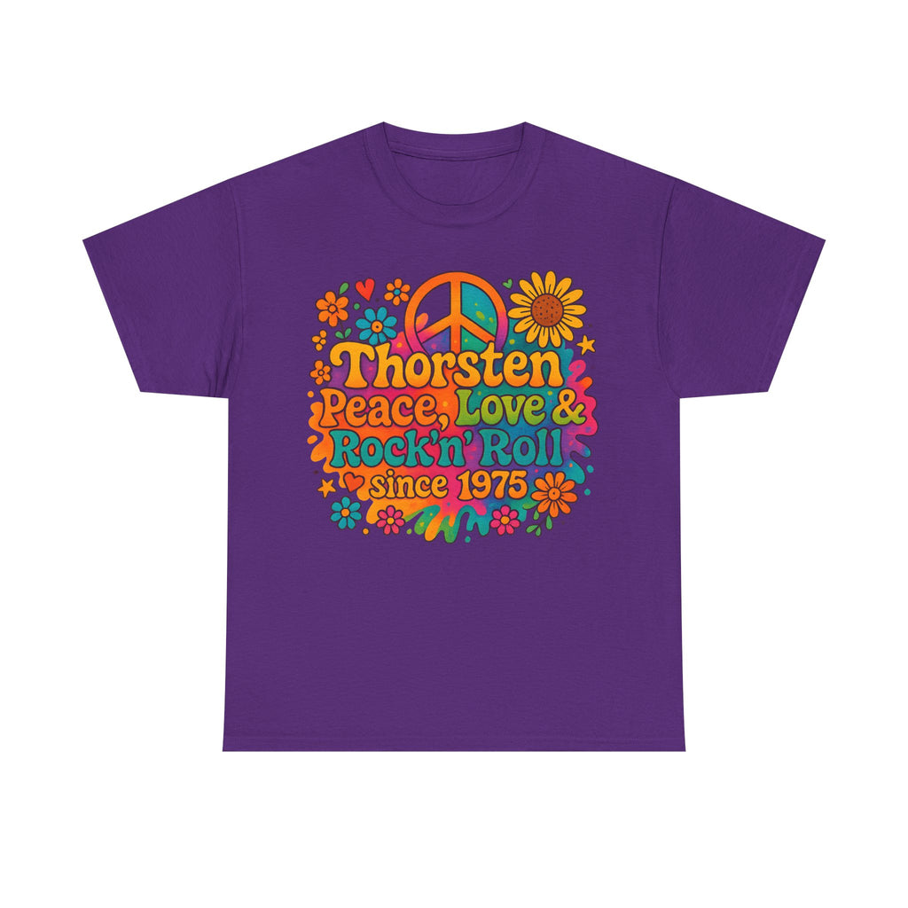 Thorsten, 1975, Retro Peace & Love Tee, Unisex Heavy Cotton Top, Vintage Rock'n'Roll Shirt, Music Lover Gift, 70s Inspired Fashion