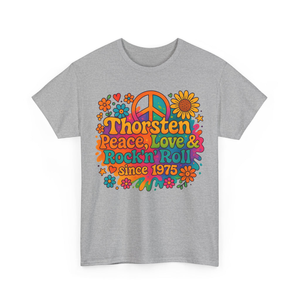 Thorsten, 1975, Retro Peace & Love Tee, Unisex Heavy Cotton Top, Vintage Rock'n'Roll Shirt, Music Lover Gift, 70s Inspired Fashion