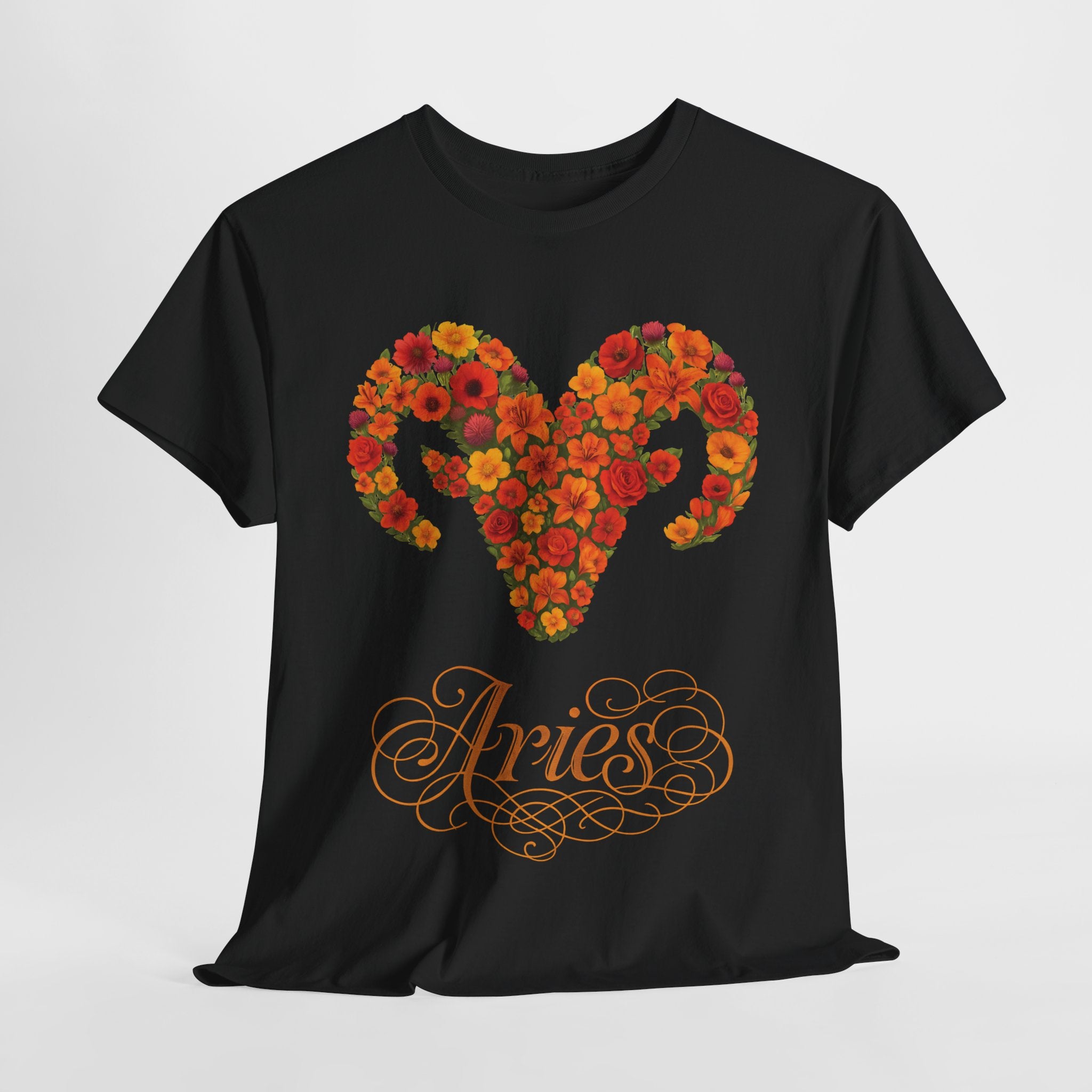 Aries Floral Zodiac Tee, Astrology Gift, Unisex Cotton T-Shirt, Horoscope Apparel, Birthday Gift, Celestial Fashion