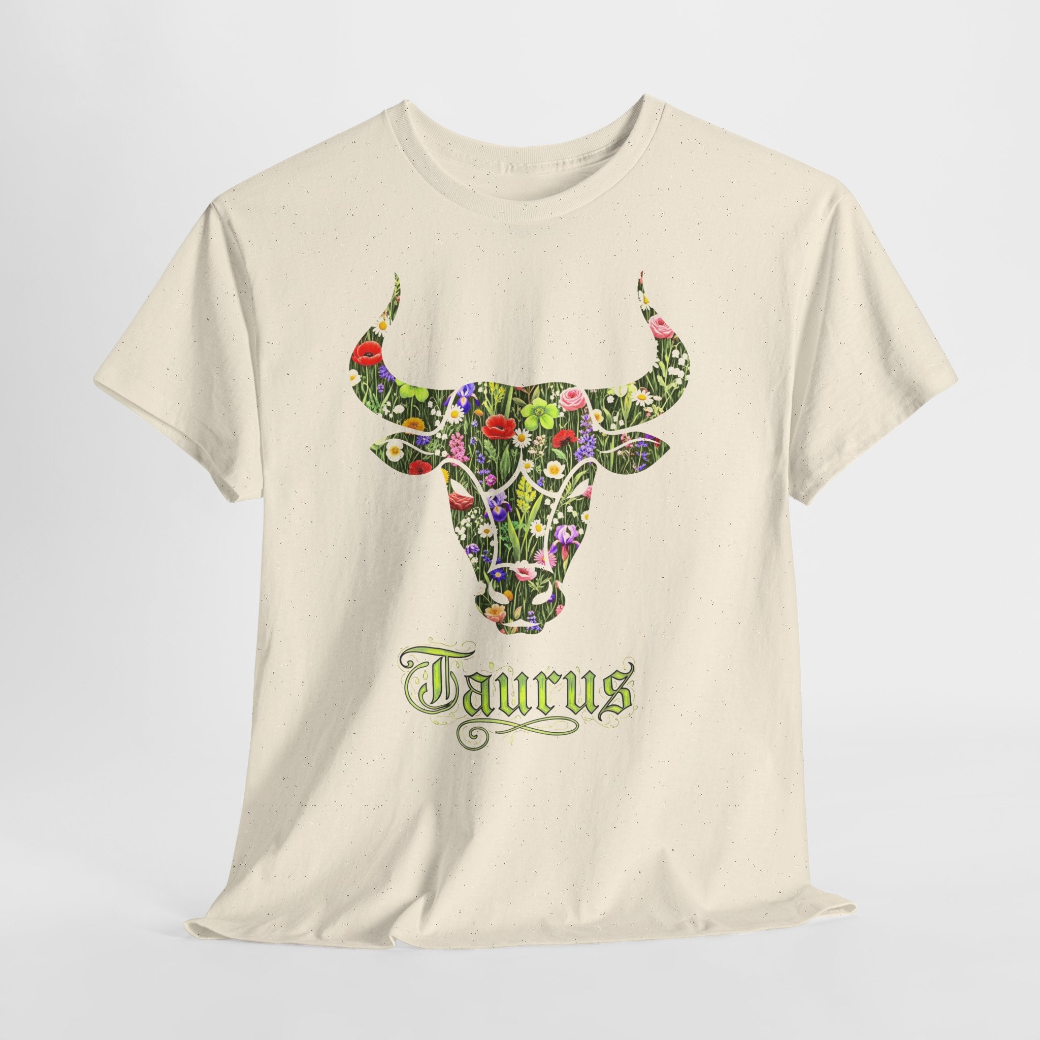 Stier: Frontprint, Unisex T-Shirt - Florales Sternzeichen Astrologie (Taurus)