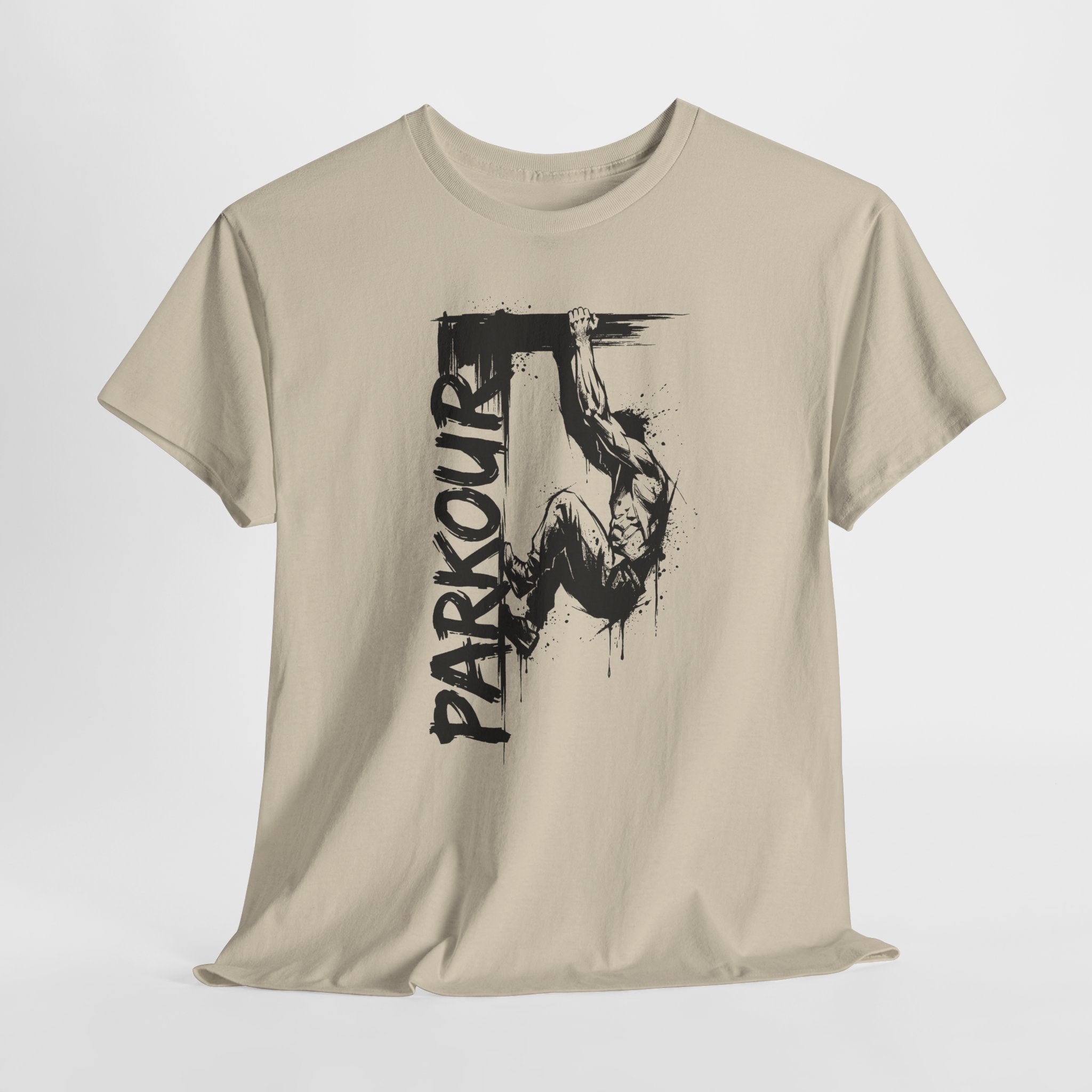 Parkour 08: Frontprint, Unisex T-Shirt - Urban Stunt Silhouette Crewneck