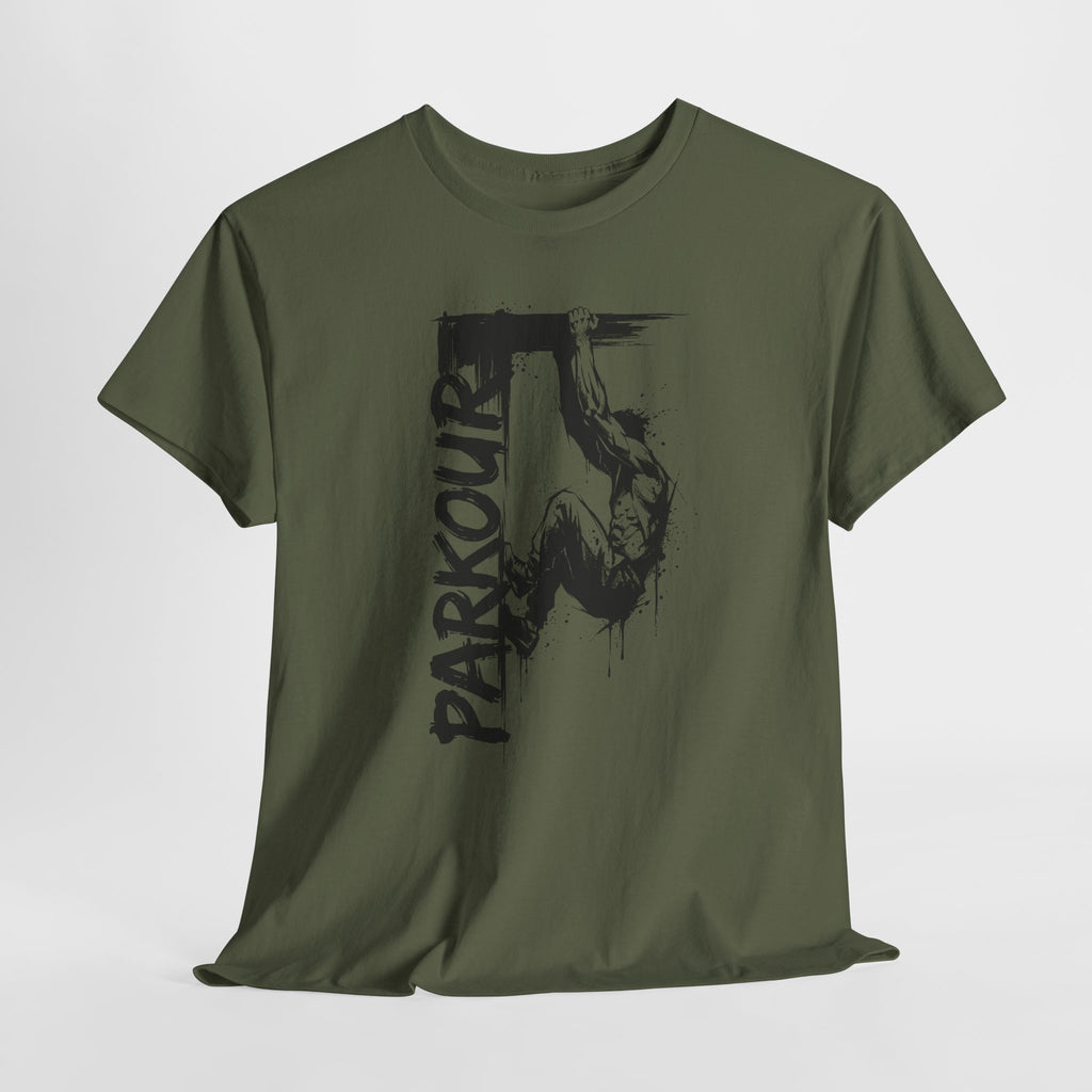 Parkour 08: Frontprint, Unisex T-Shirt - Urban Stunt Silhouette Crewneck