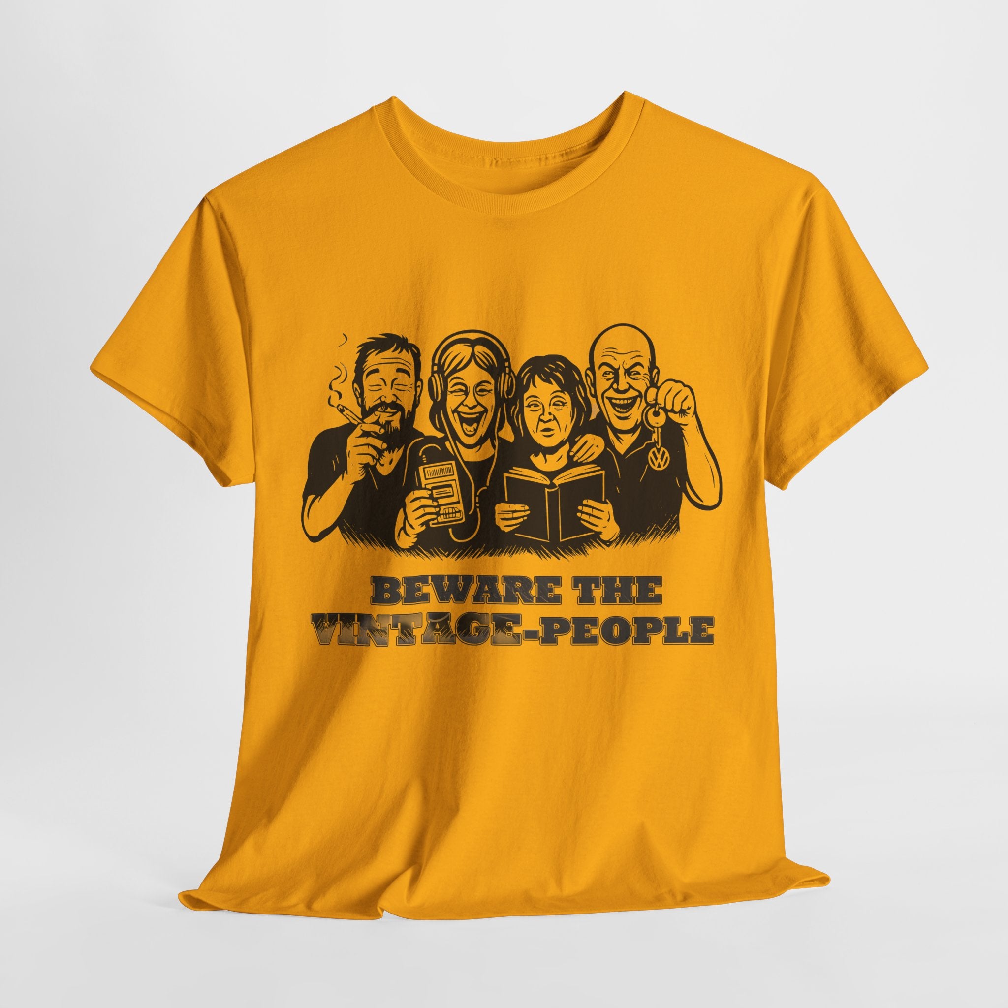 Vintage People - Retro Walkman, VW Bully, Peace Love Rock'n Roll Shirt