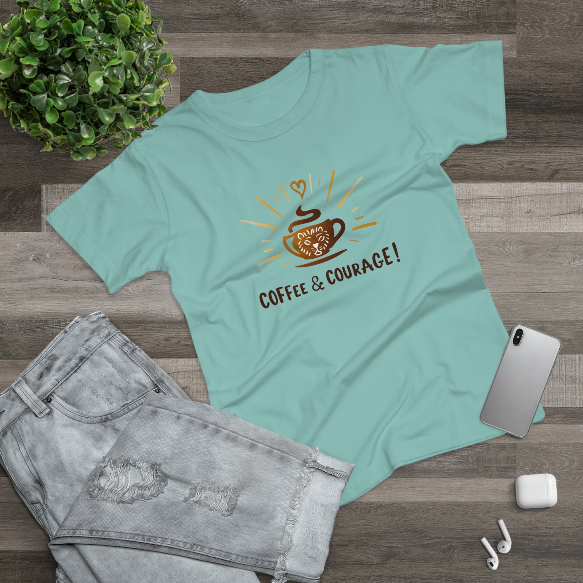 Coffee & Courage, Frontprint, Women's T-Shirt