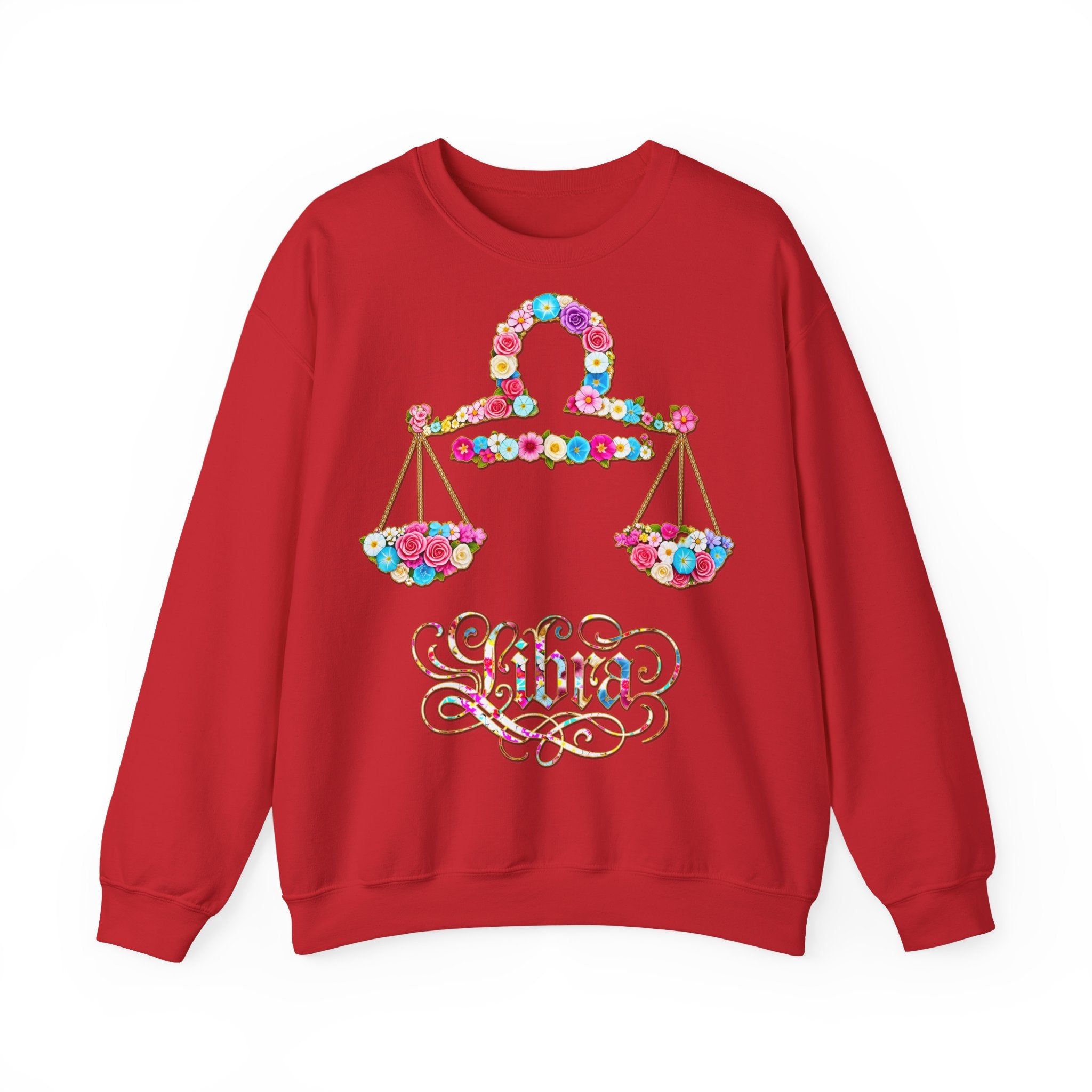 Waage: Frontprint, Unisex Sweatshirt, florales Sternzeichen, Zodiac Astrologie (Libra)