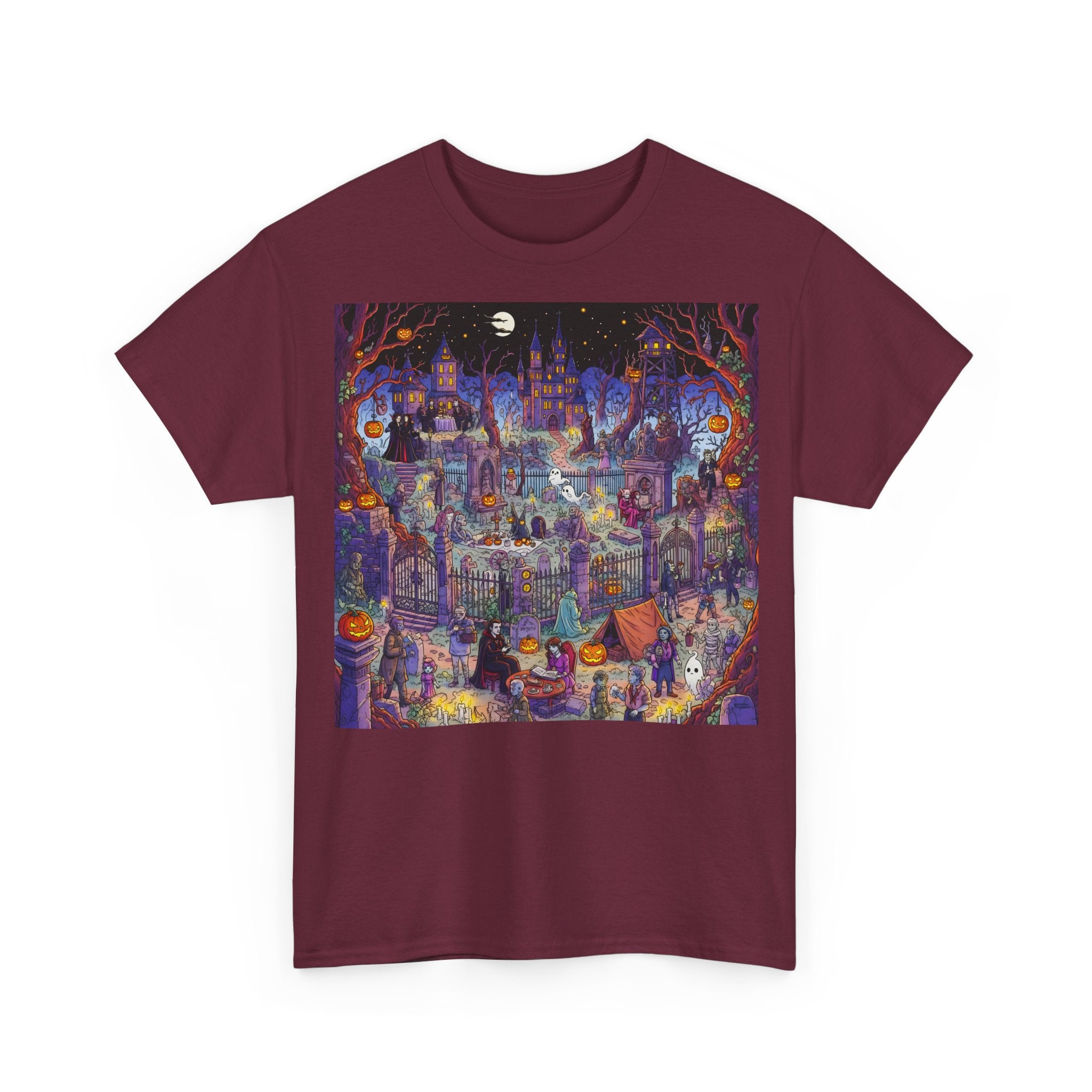 Wimmelbild Mystische Nacht: : Frontprint, Unisex T-Shirt