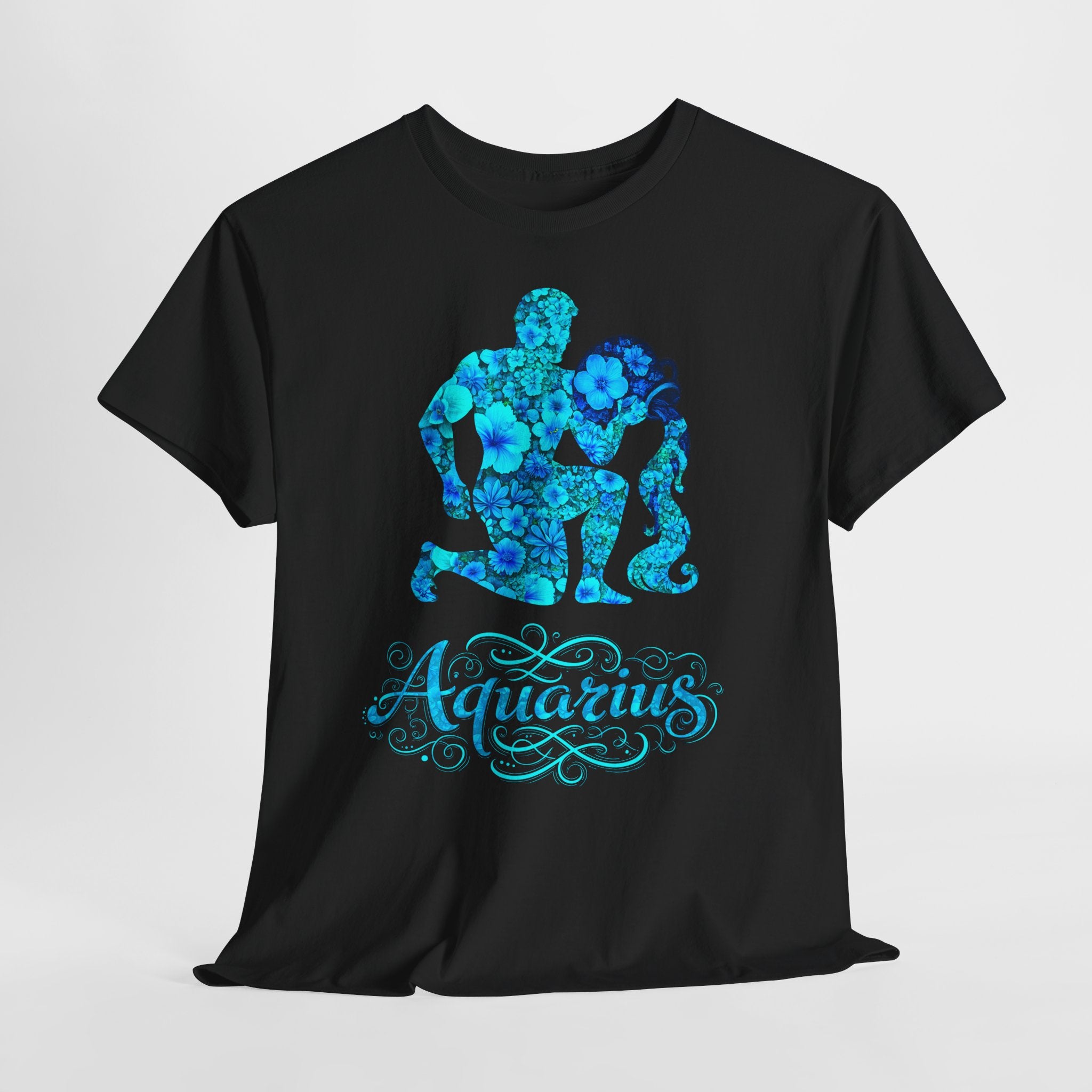 Wassermann: Frontprint, Unisex T-Shirt - Florales Sternzeichen Astrologie (Aquarius)