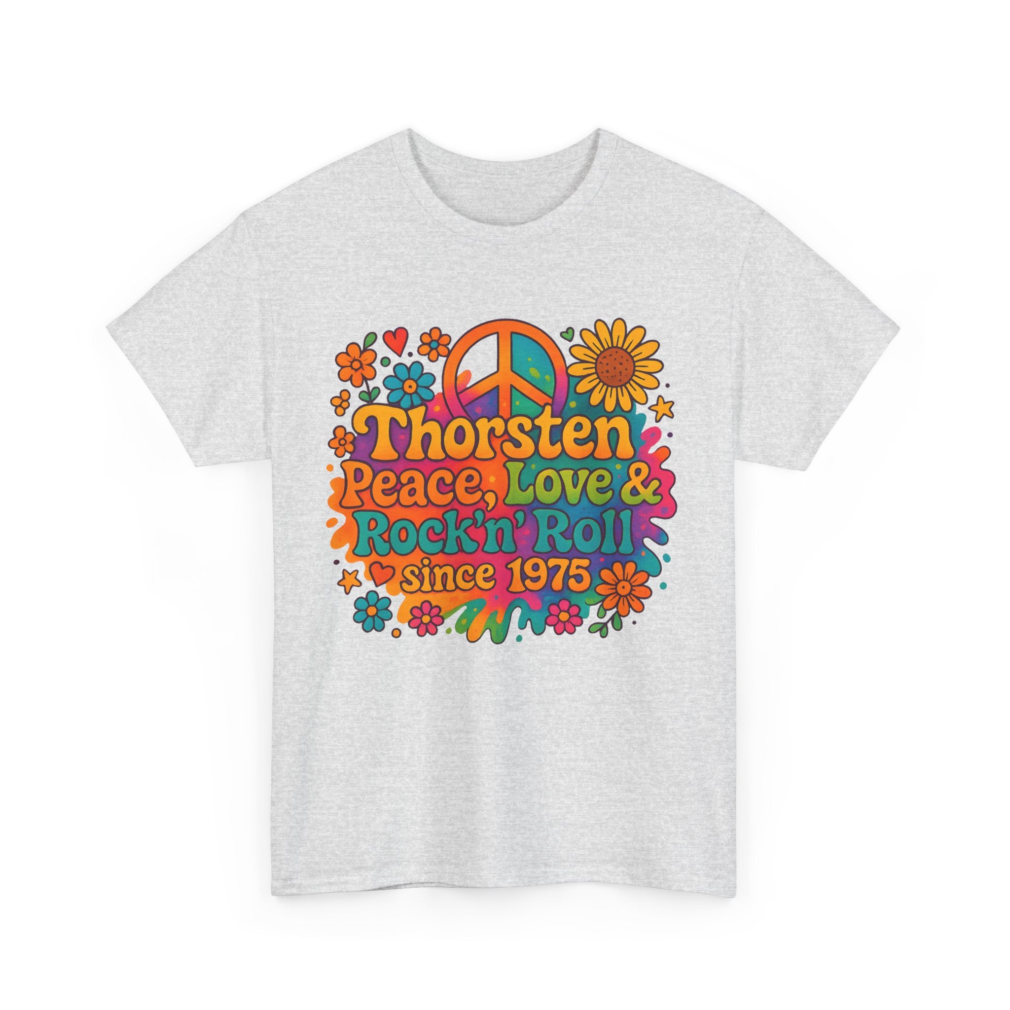 Thorsten, 1975, Retro Peace & Love Tee, Unisex Heavy Cotton Top, Vintage Rock'n'Roll Shirt, Music Lover Gift, 70s Inspired Fashion