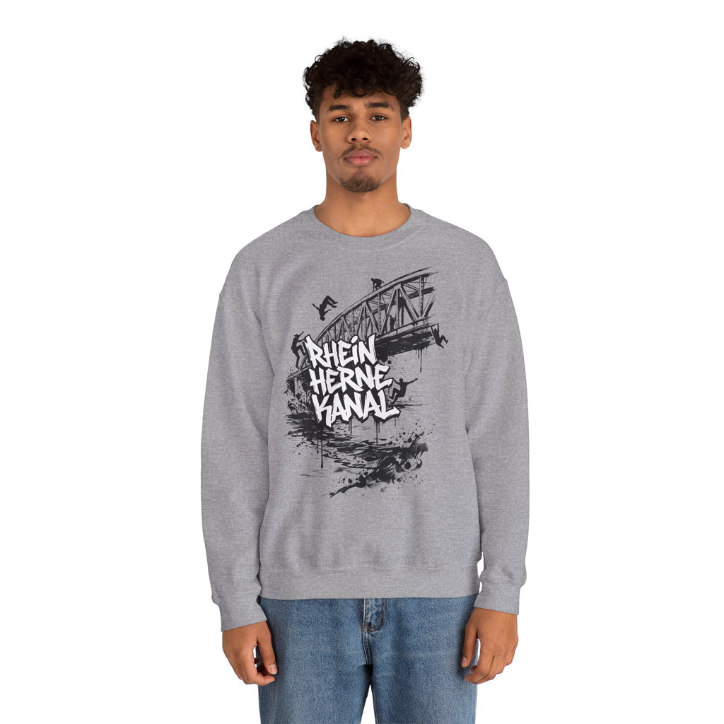 Parkour C: Frontprint, Unisex Sweatshirt - Urban Stunt Silhouette Crewneck