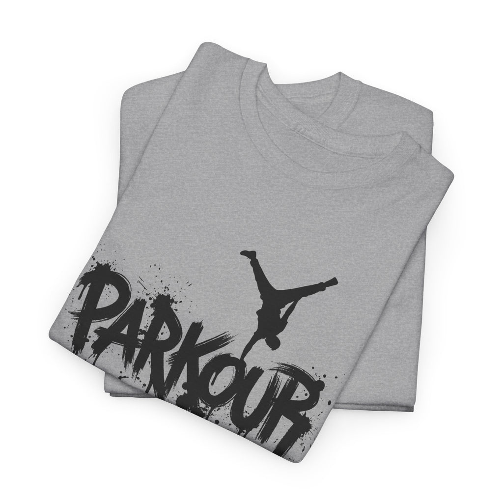 Parkour 05: Frontprint, Unisex T-Shirt - Urban Stunt Silhouette Crewneck