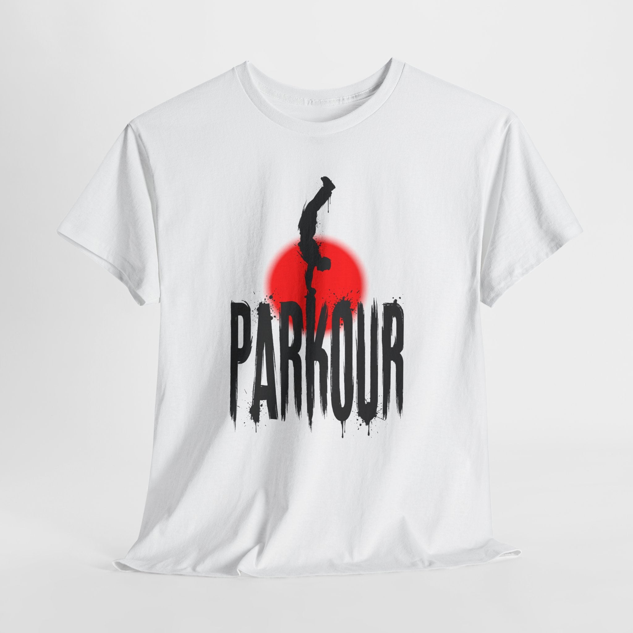 Parkour B: Frontprint, Unisex T-Shirt - Urban Stunt Silhouette Crewneck