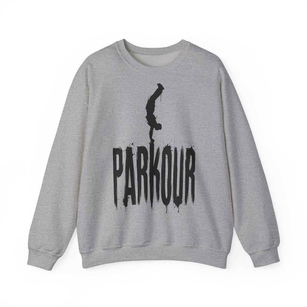 Parkour 03: Frontprint, Unisex Sweatshirt - Urban Stunt Silhouette Crewneck