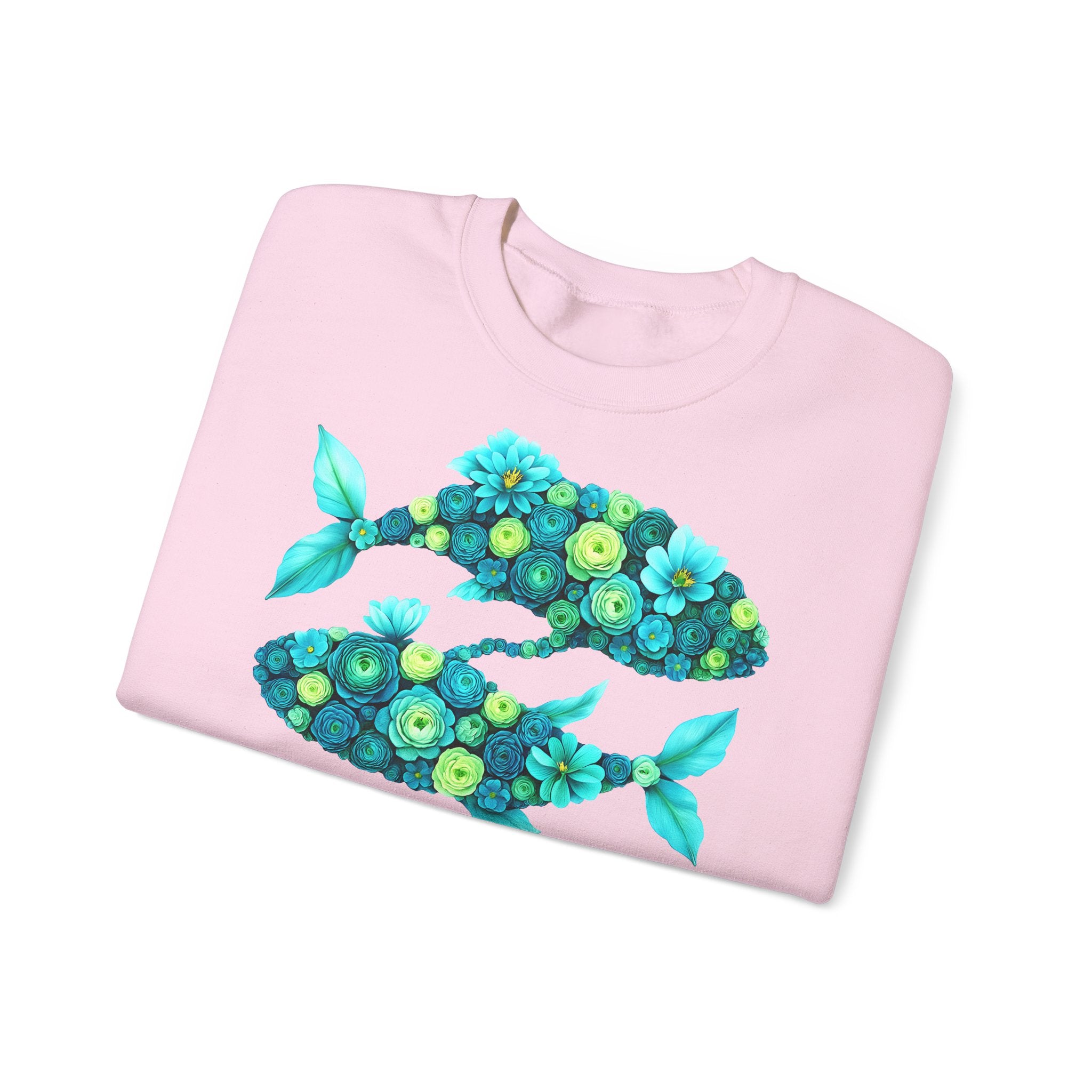 Fische: Frontprint, Unisex Sweatshirt, florales Sternzeichen, Zodiac Astrologie (Pisces)