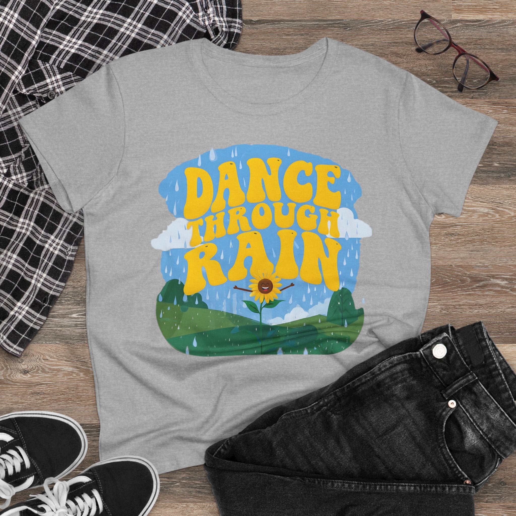 Dance through Rain - Miss Positive Vibes: Frontprint, Womens' T-Shirt