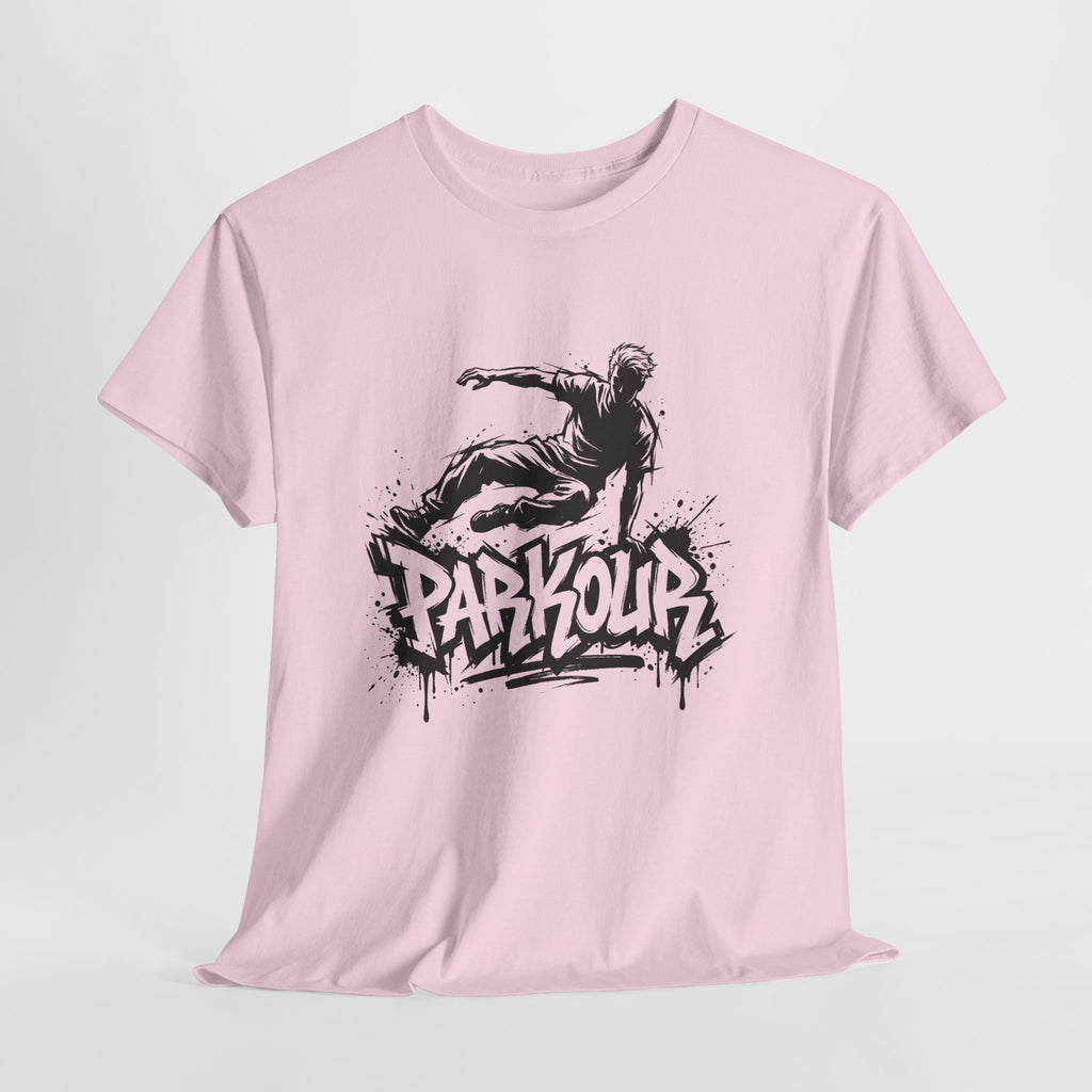 Parkour 07: Frontprint, Unisex T-Shirt - Urban Stunt Silhouette Crewneck