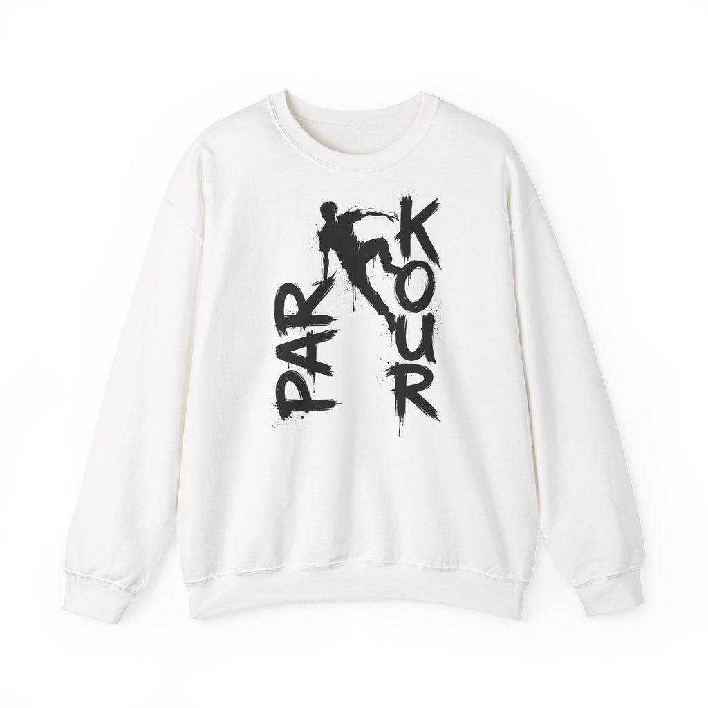 Parkour 11: Frontprint, Unisex Sweatshirt - Urban Stunt Silhouette Crewneck