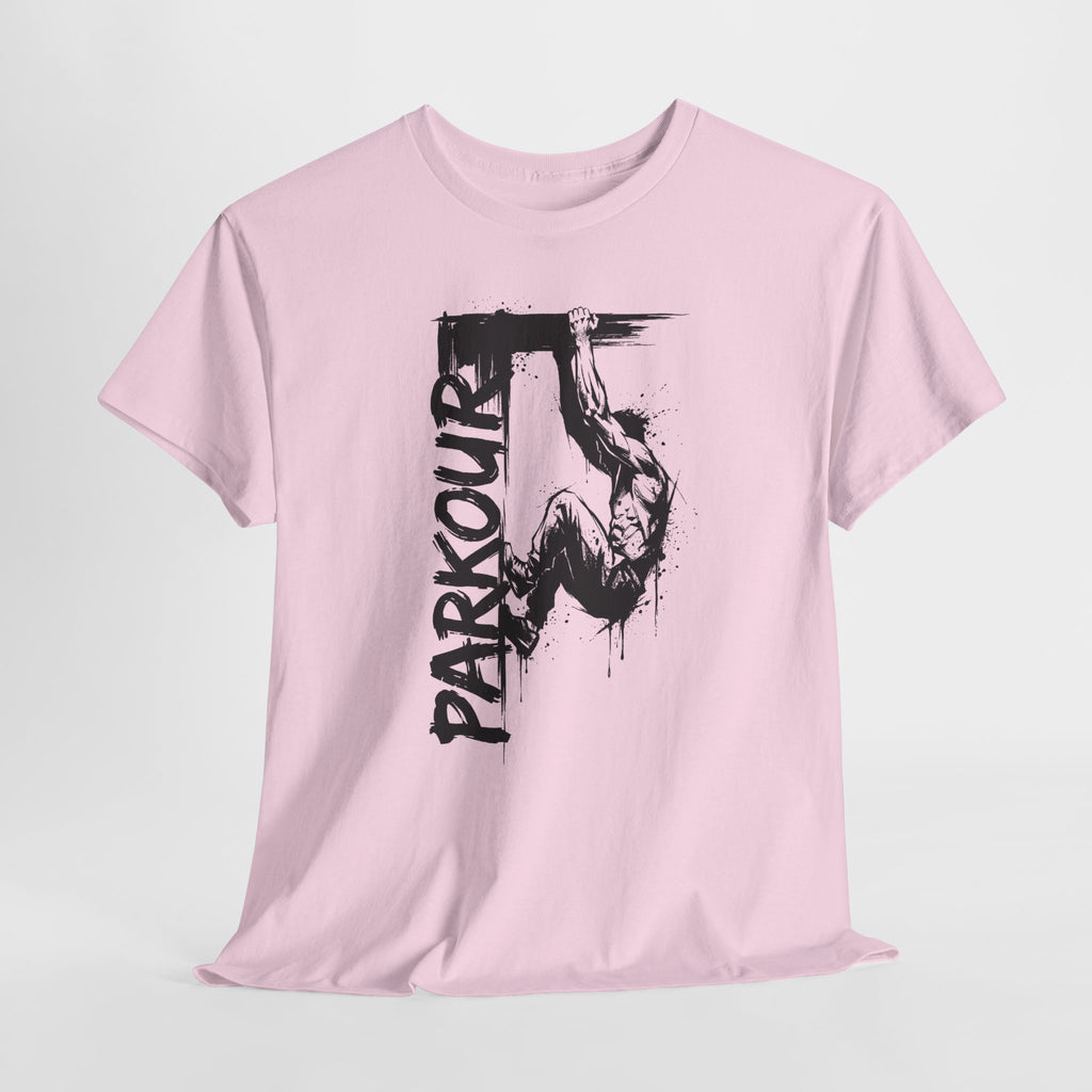 Parkour 08: Frontprint, Unisex T-Shirt - Urban Stunt Silhouette Crewneck