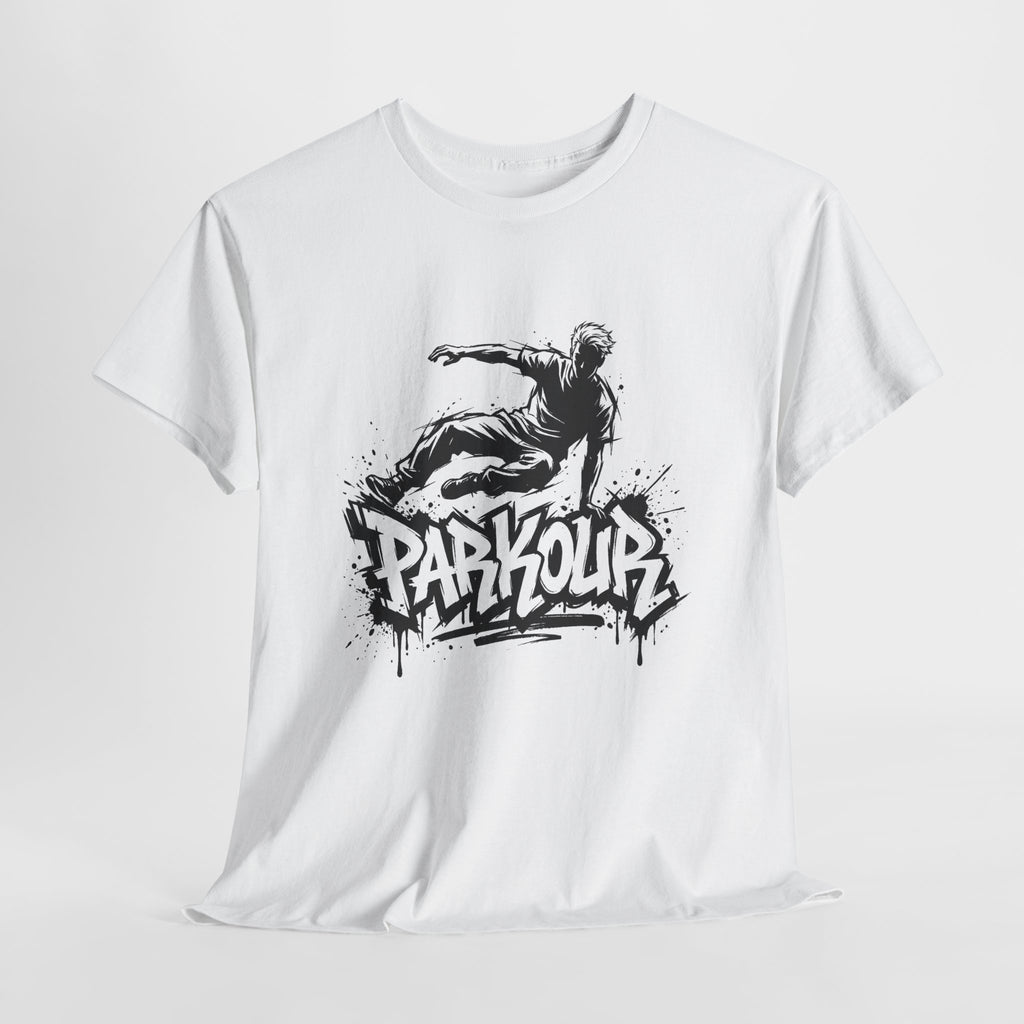 Parkour 07: Frontprint, Unisex T-Shirt - Urban Stunt Silhouette Crewneck