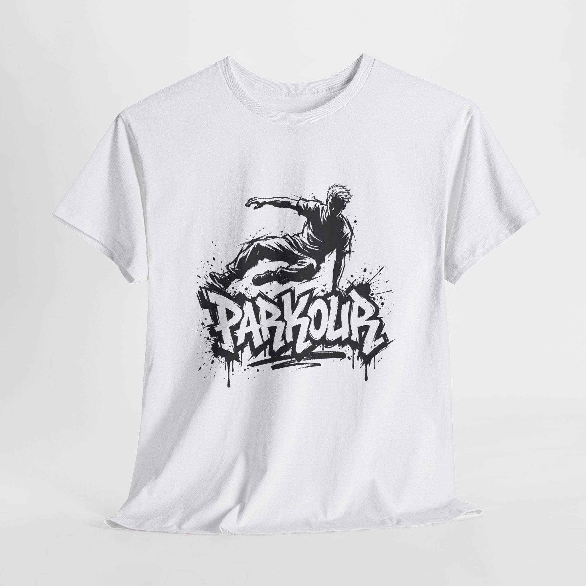 Parkour 07: Frontprint, Unisex T-Shirt - Urban Stunt Silhouette Crewneck