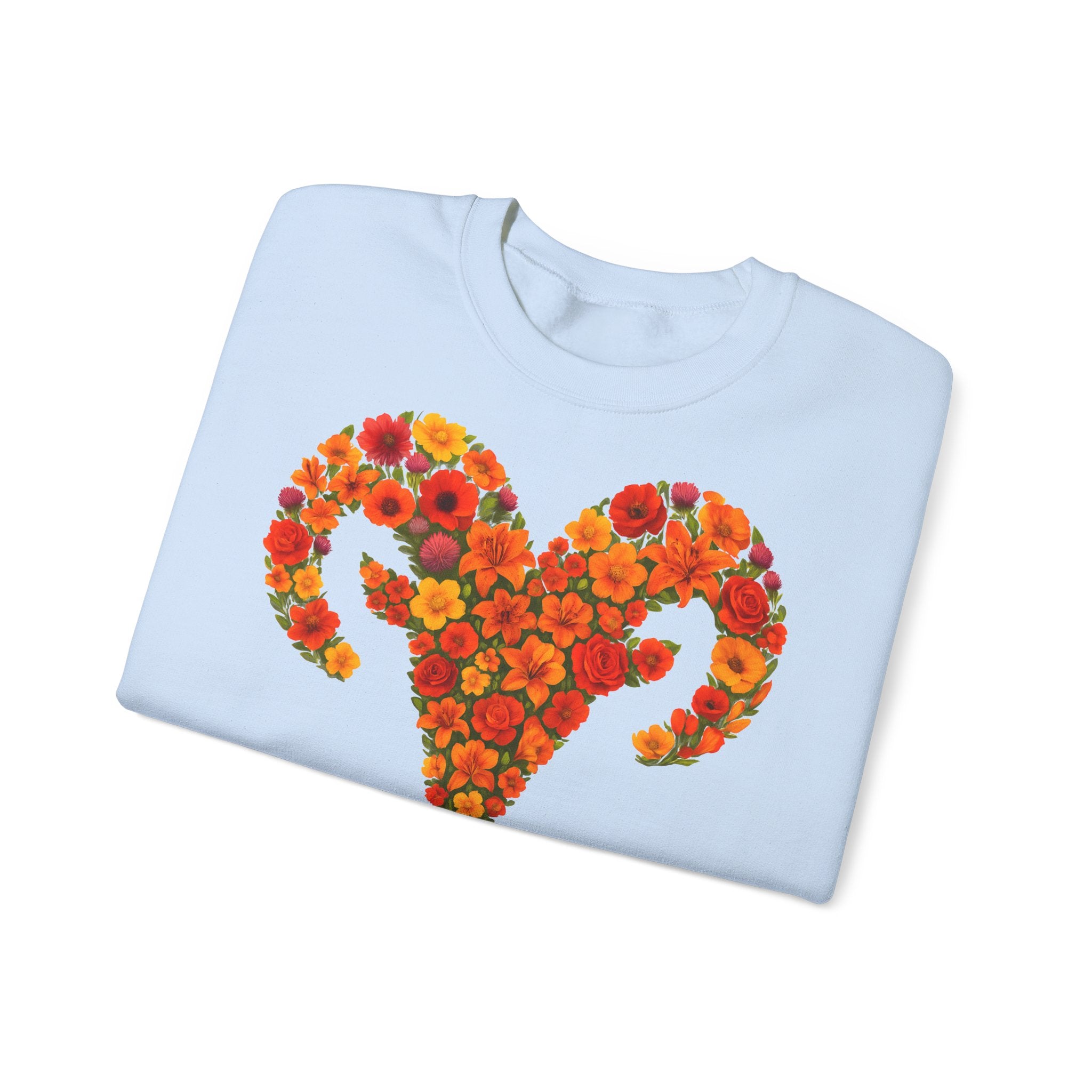 Widder: Frontprint, Unisex Sweatshirt, florales Sternzeichen, Zodiac Astrologie (Aries)