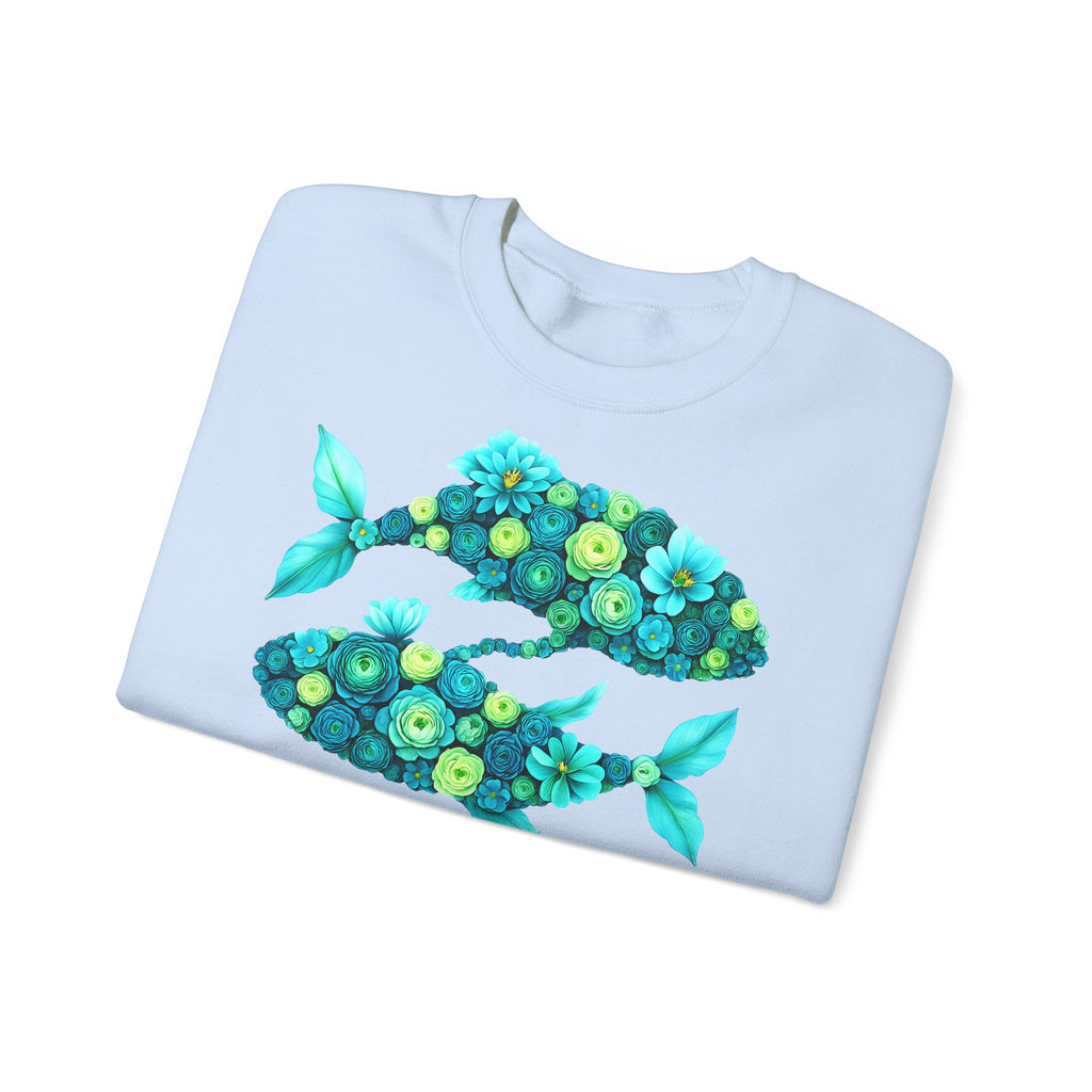 Fische: Frontprint, Unisex Sweatshirt, florales Sternzeichen, Zodiac Astrologie (Pisces)