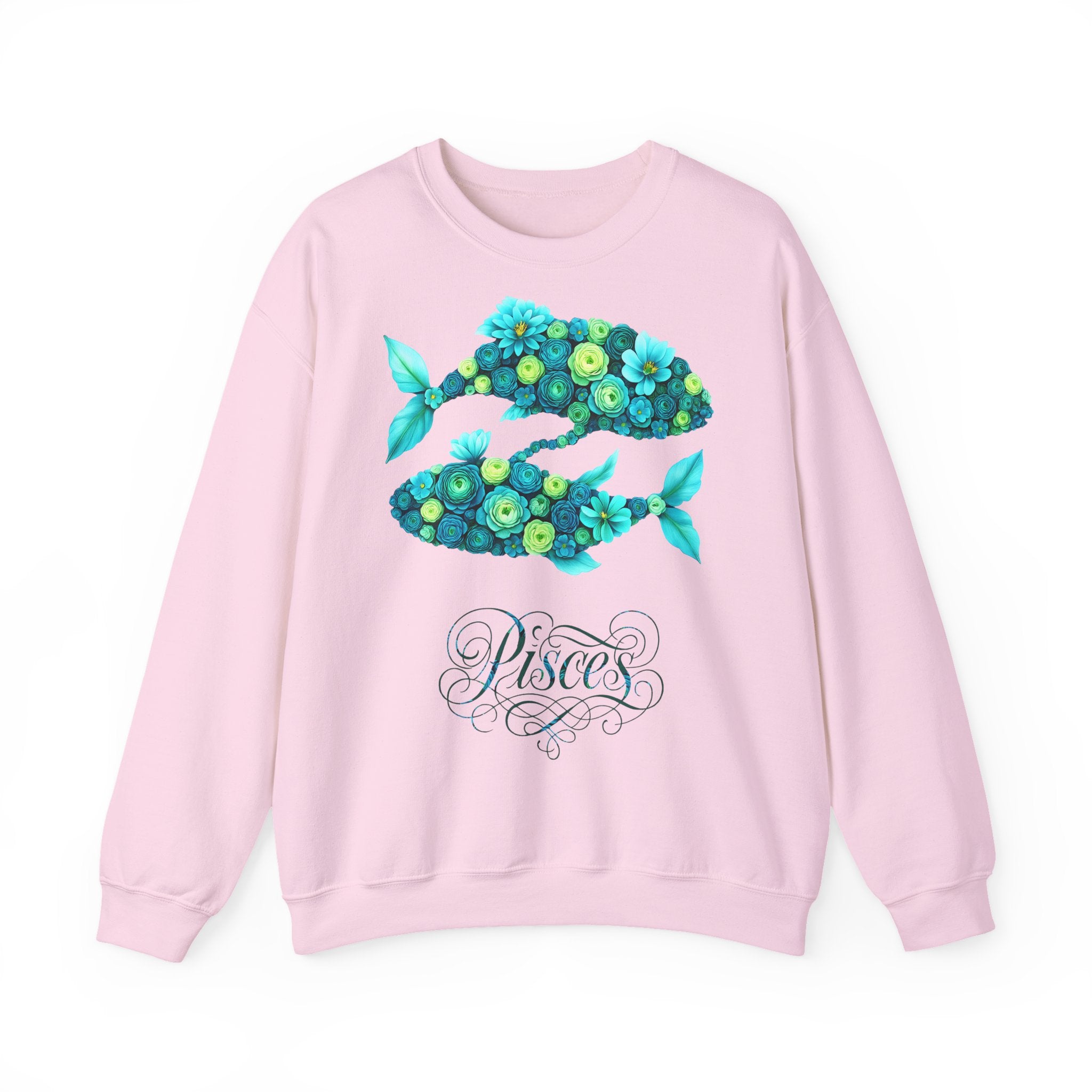Fische: Frontprint, Unisex Sweatshirt, florales Sternzeichen, Zodiac Astrologie (Pisces)
