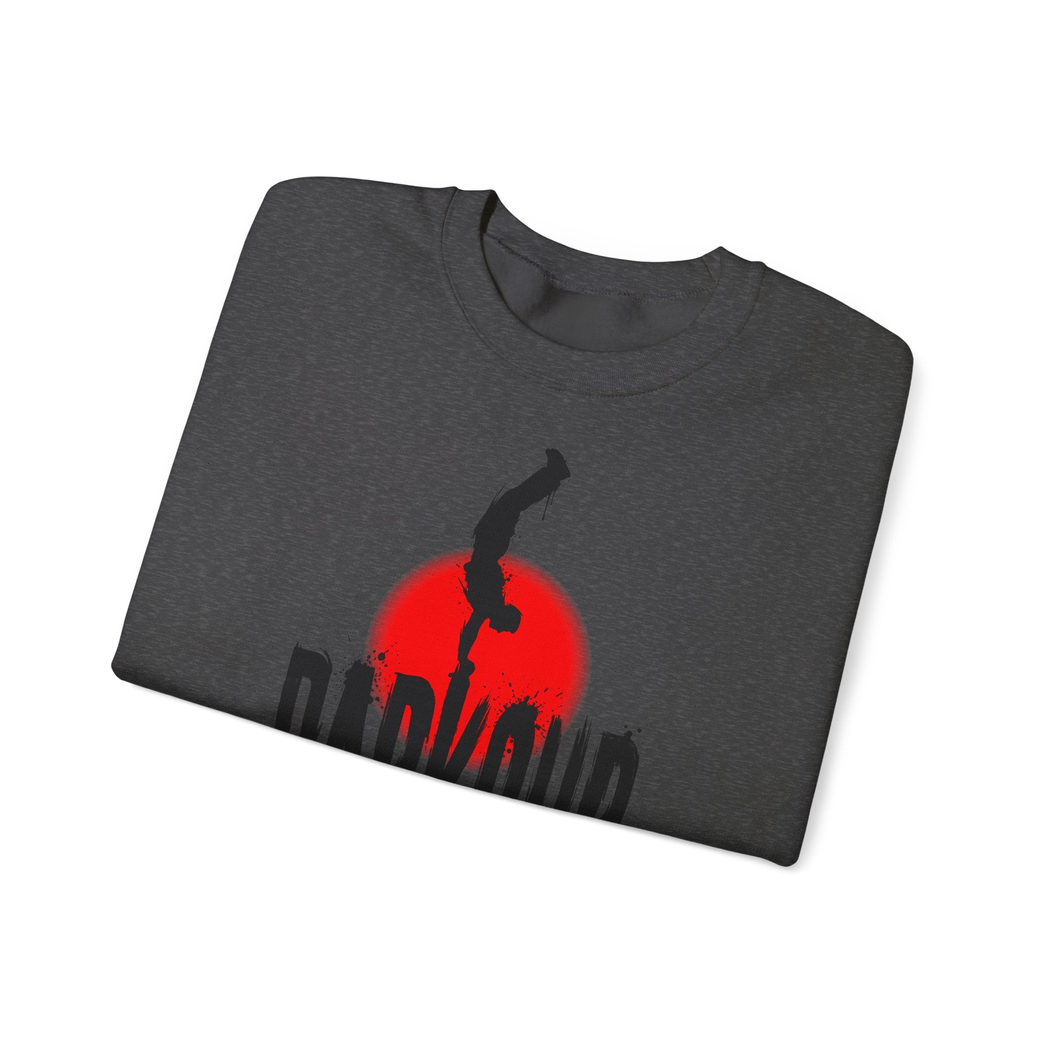 Parkour B: Frontprint, Unisex Sweatshirt - Urban Stunt Silhouette Crewneck