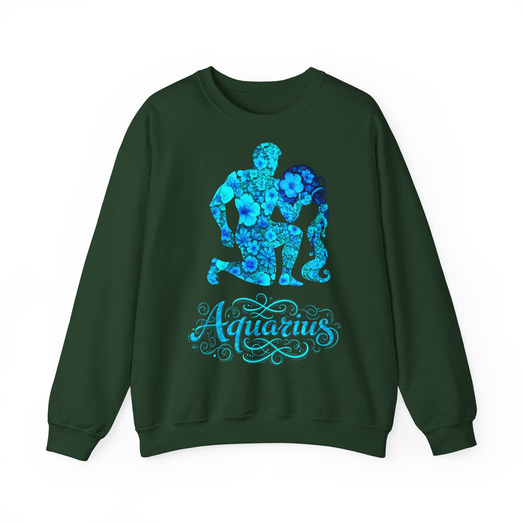 Wassermann: Frontprint, Unisex Sweatshirt, florales Sternzeichen, Astrologie Zodiac (Aquarius)