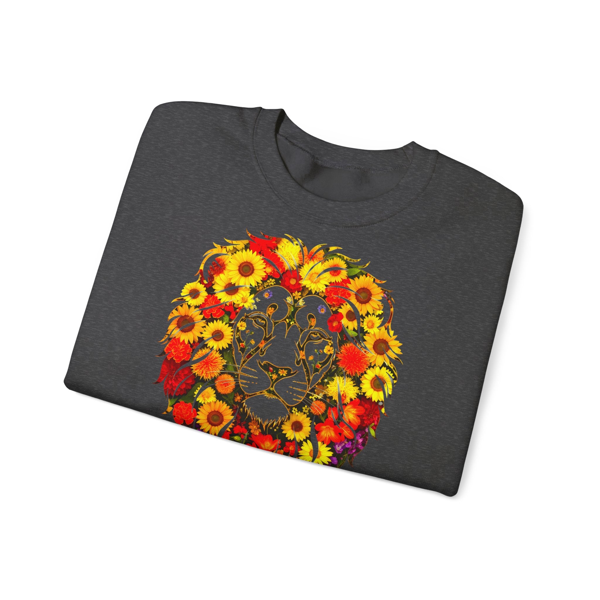 Löwe: Frontprint, Unisex Sweatshirt, florales Sternzeichen, Zodiac Astrologie (Leo)