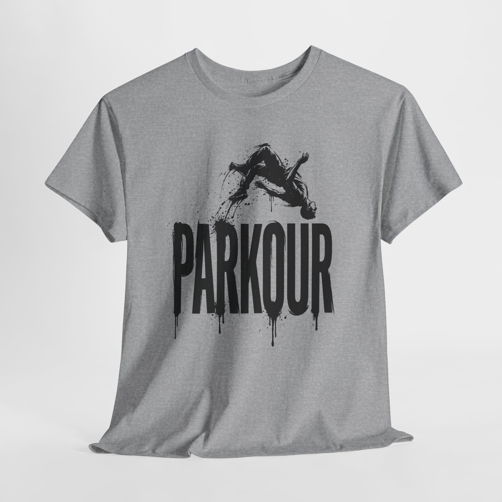 Parkour 06: Frontprint, Unisex T-Shirt - Urban Stunt Silhouette Crewneck
