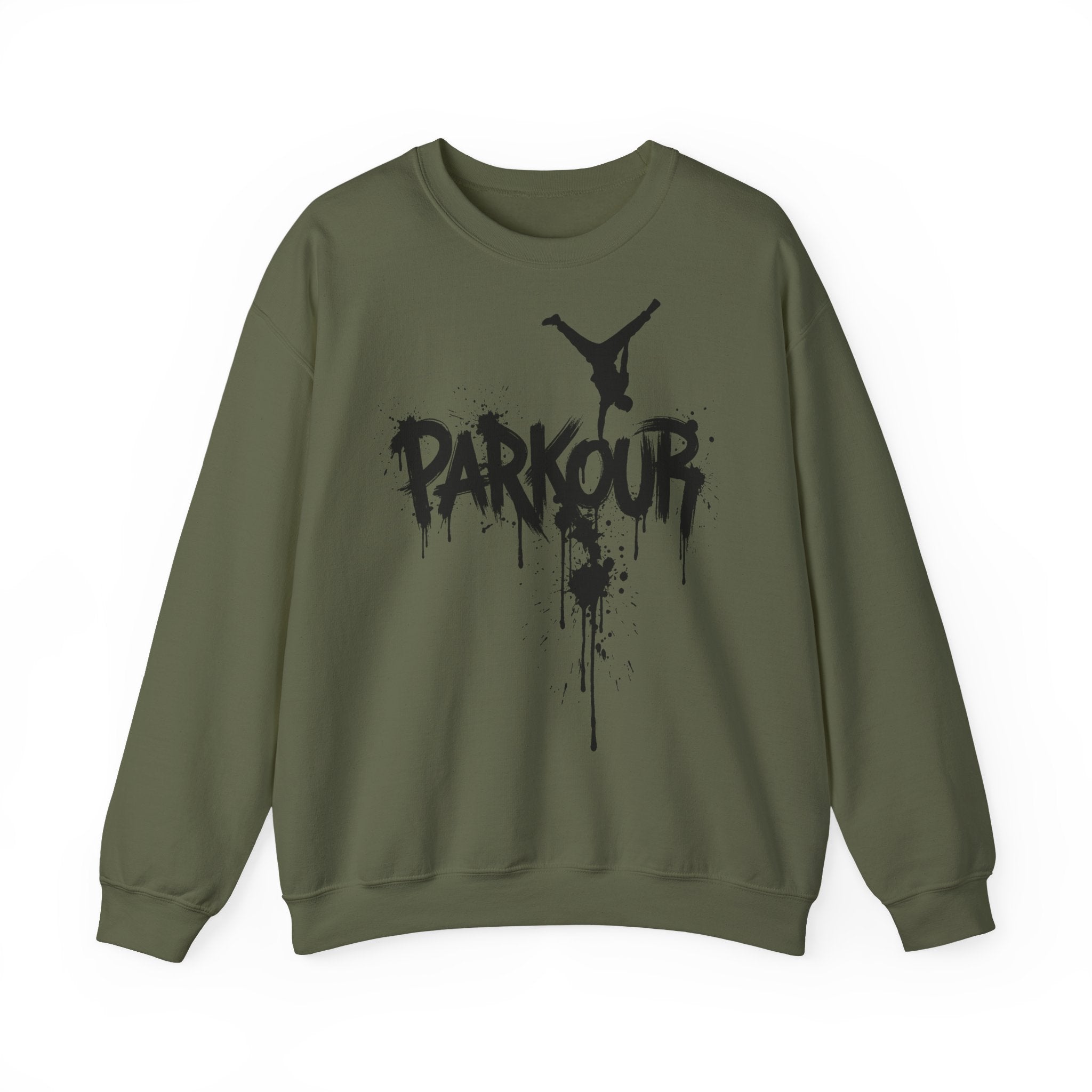 Parkour 05: Frontprint, Unisex Sweatshirt - Urban Stunt Silhouette Crewneck