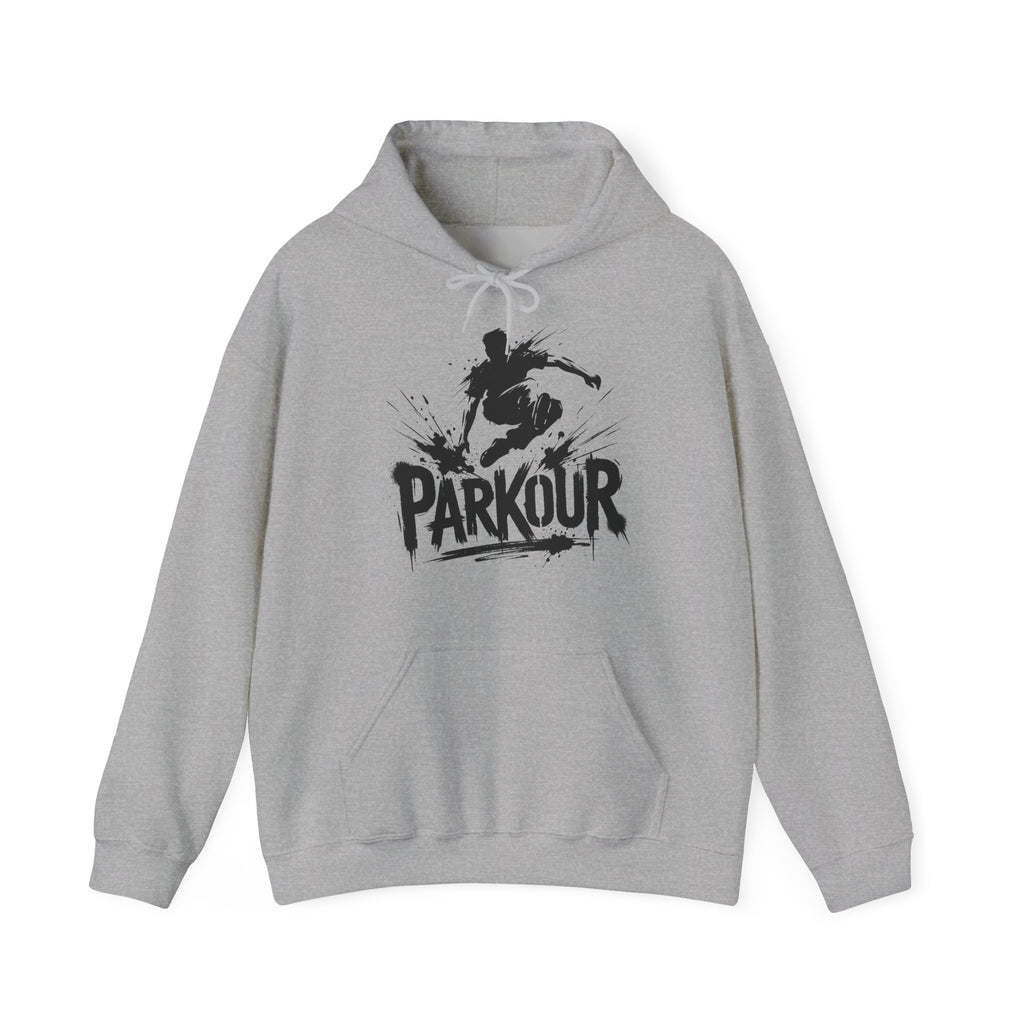 Parkour 01: Frontprint, Unisex Hoodie - Urban Stunt Silhouette Crewneck