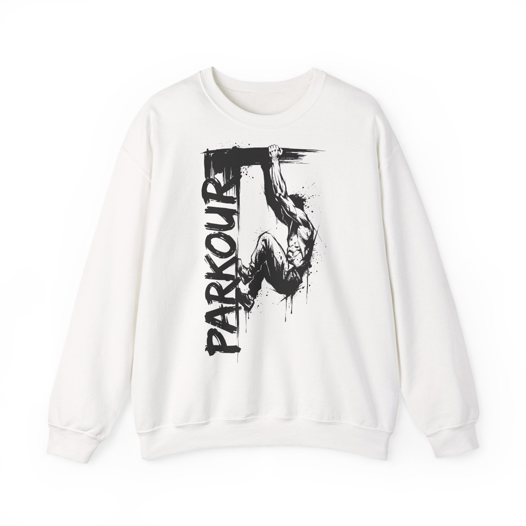 Parkour 08: Frontprint, Unisex Sweatshirt - Urban Stunt Silhouette Crewneck