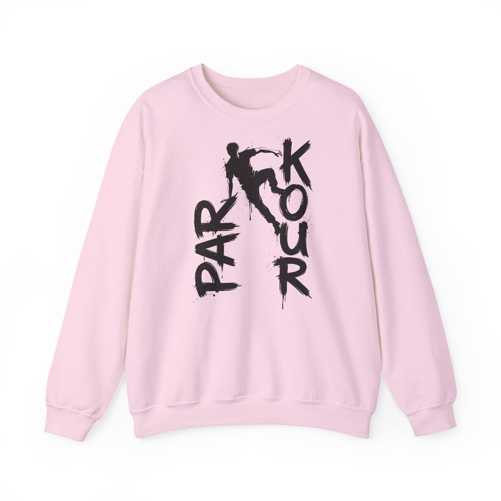 Parkour 11: Frontprint, Unisex Sweatshirt - Urban Stunt Silhouette Crewneck