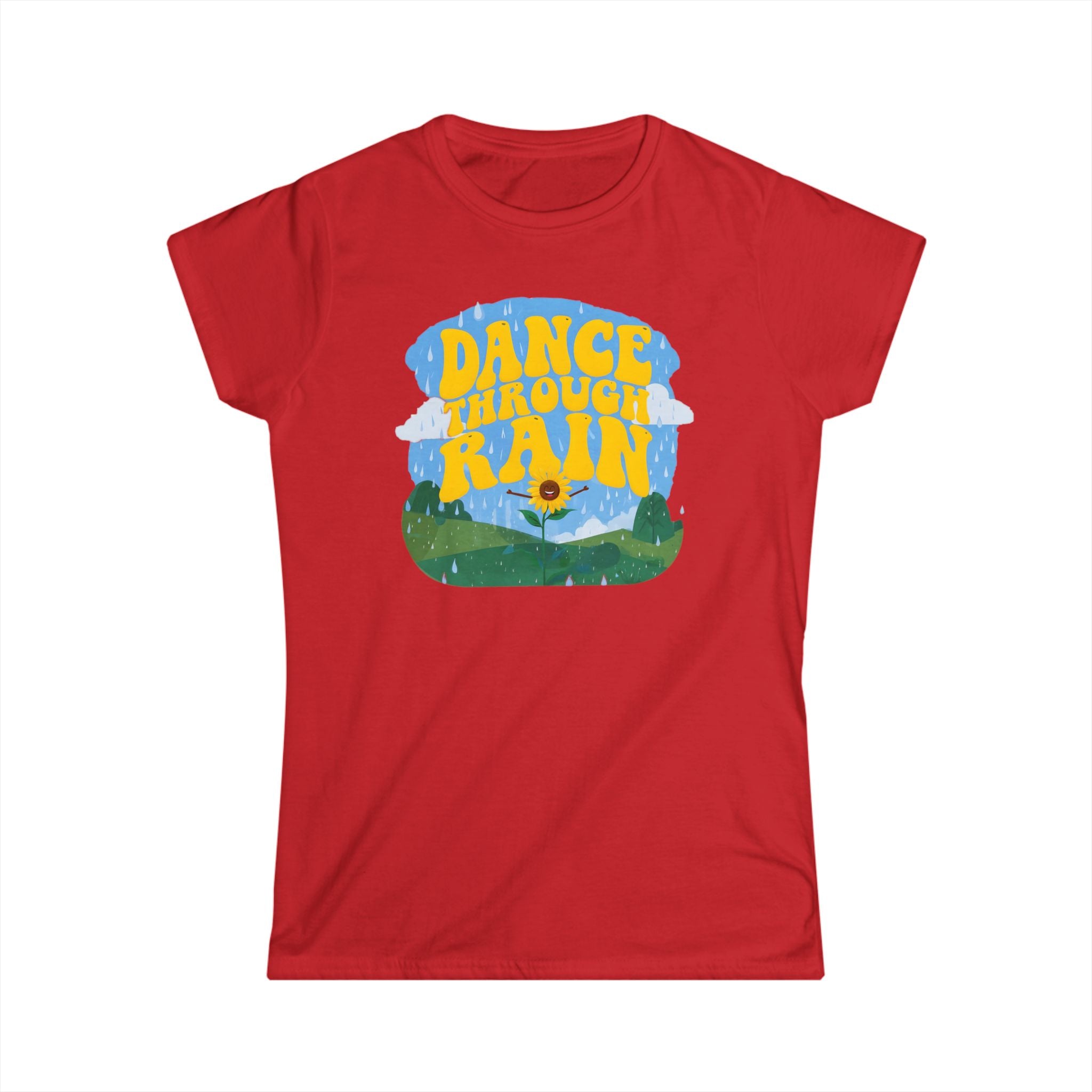 Dance Through Rain - Women's Tee - Gift for Nature Lovers, Inspirational T-Shirt, Motivational Apparel for Rainy Days, Comfy Casual Wear