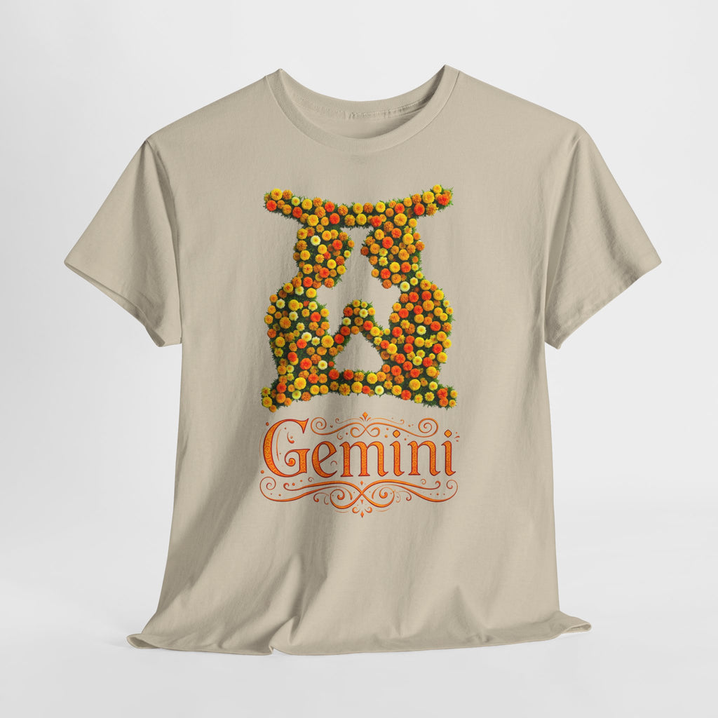 Zwilling: Frontprint, Unisex T-Shirt - Florales Sternzeichen Astrologie (Gemini)