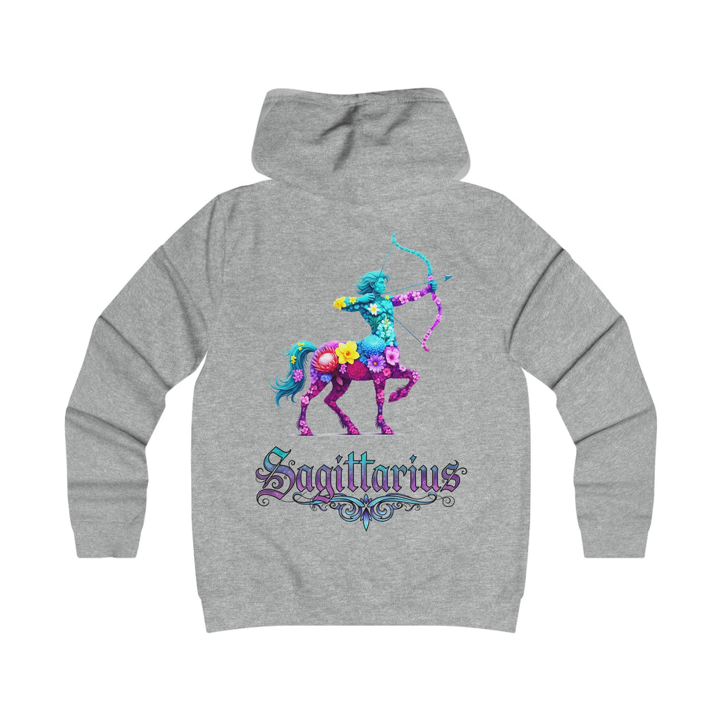 Schütze: Backprint, Womens' Hoodie - florales Sternzeichen, Zodiac (Sagittarius)
