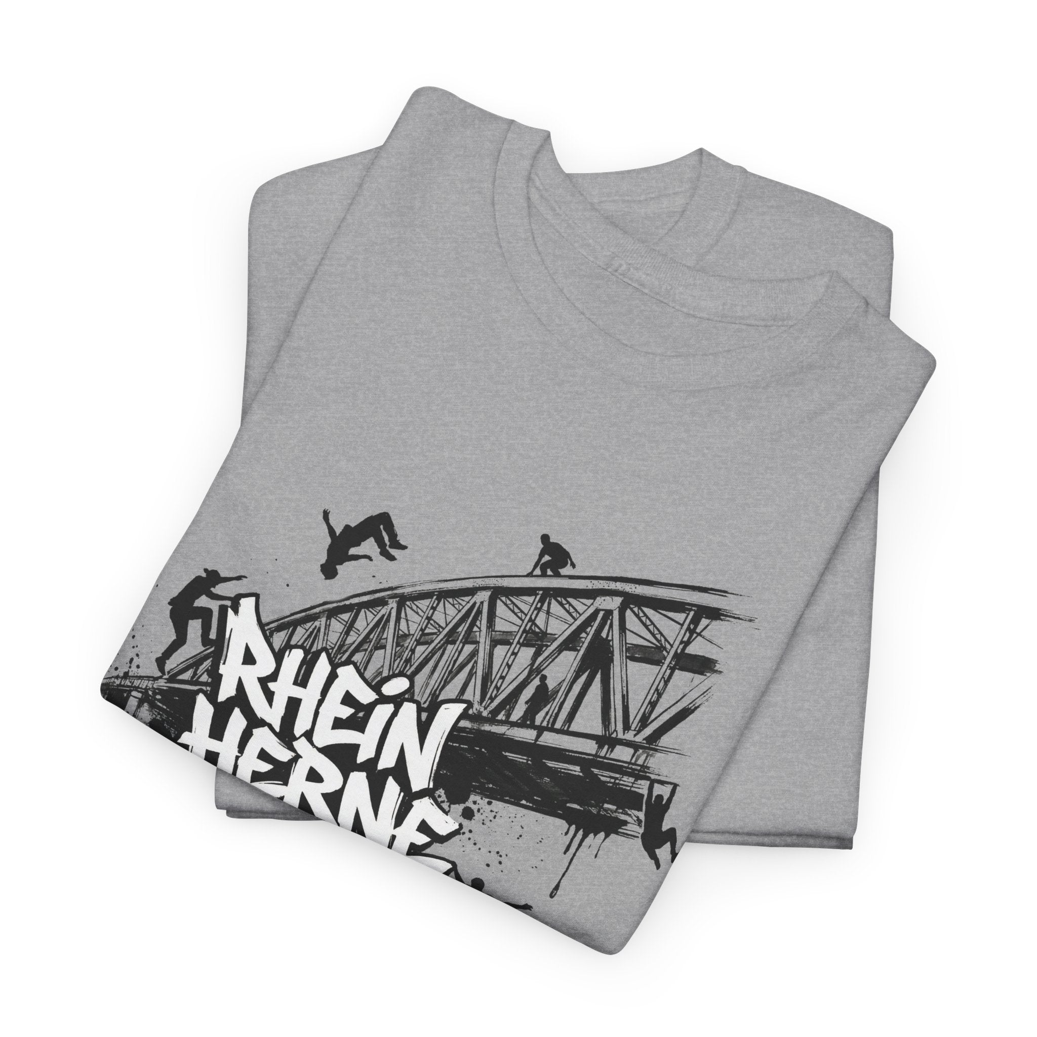 Parkour C: Frontprint, Unisex T-Shirt - Urban Stunt Silhouette Crewneck