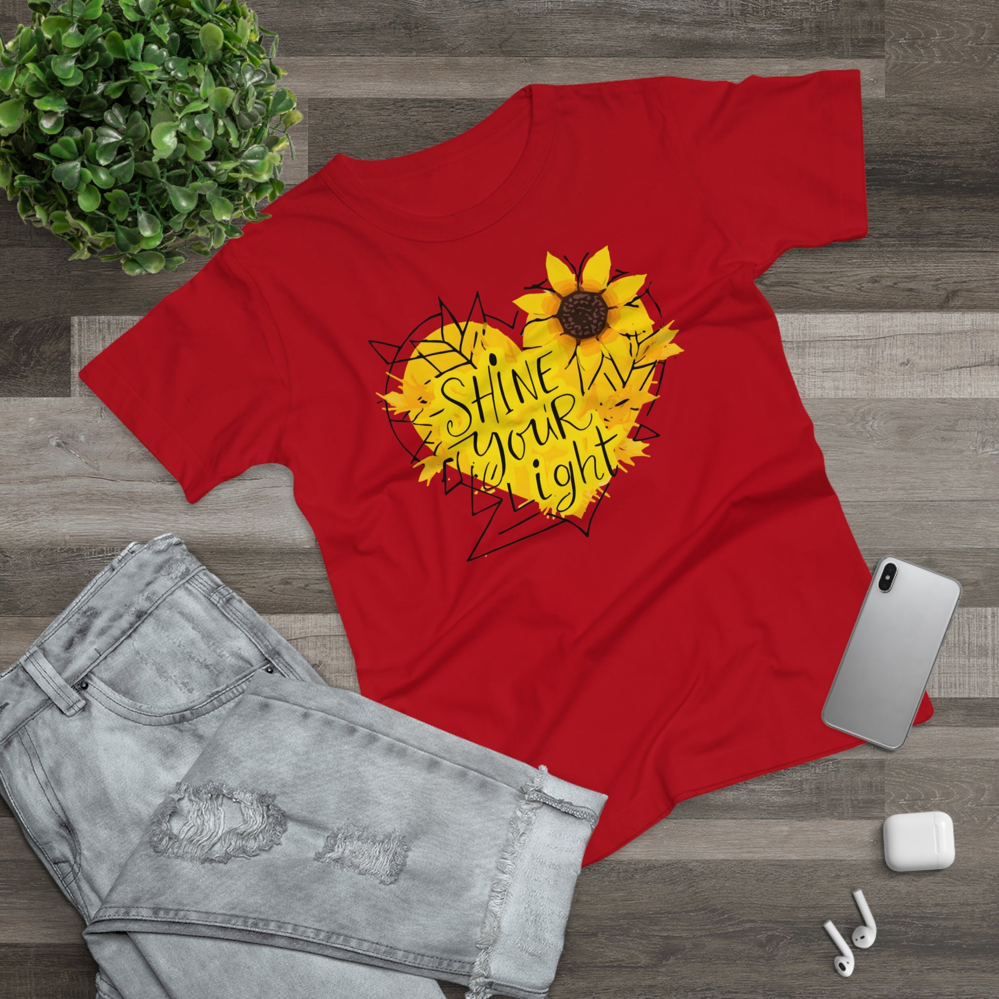 Sunflower Heart, Frontprint, Womens' T-Shirt, Shine Your Light
