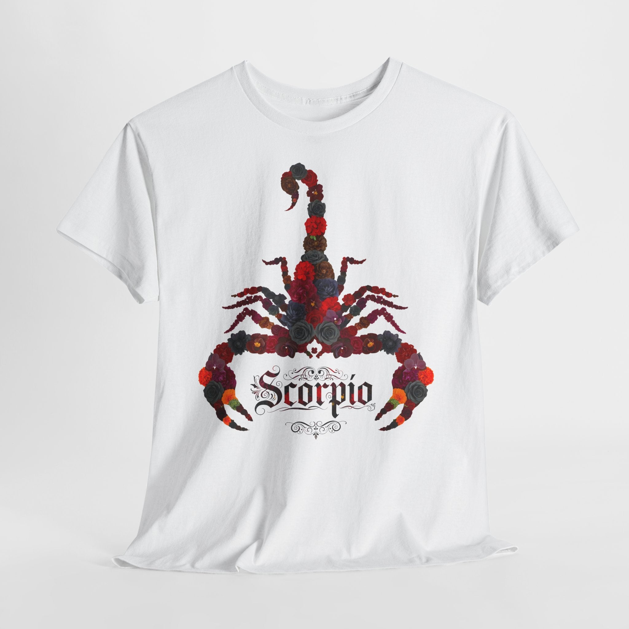 Skorpion: Frontprint, Unisex T-Shirt - Florales Sternzeichen Astrologie (Scorpio)