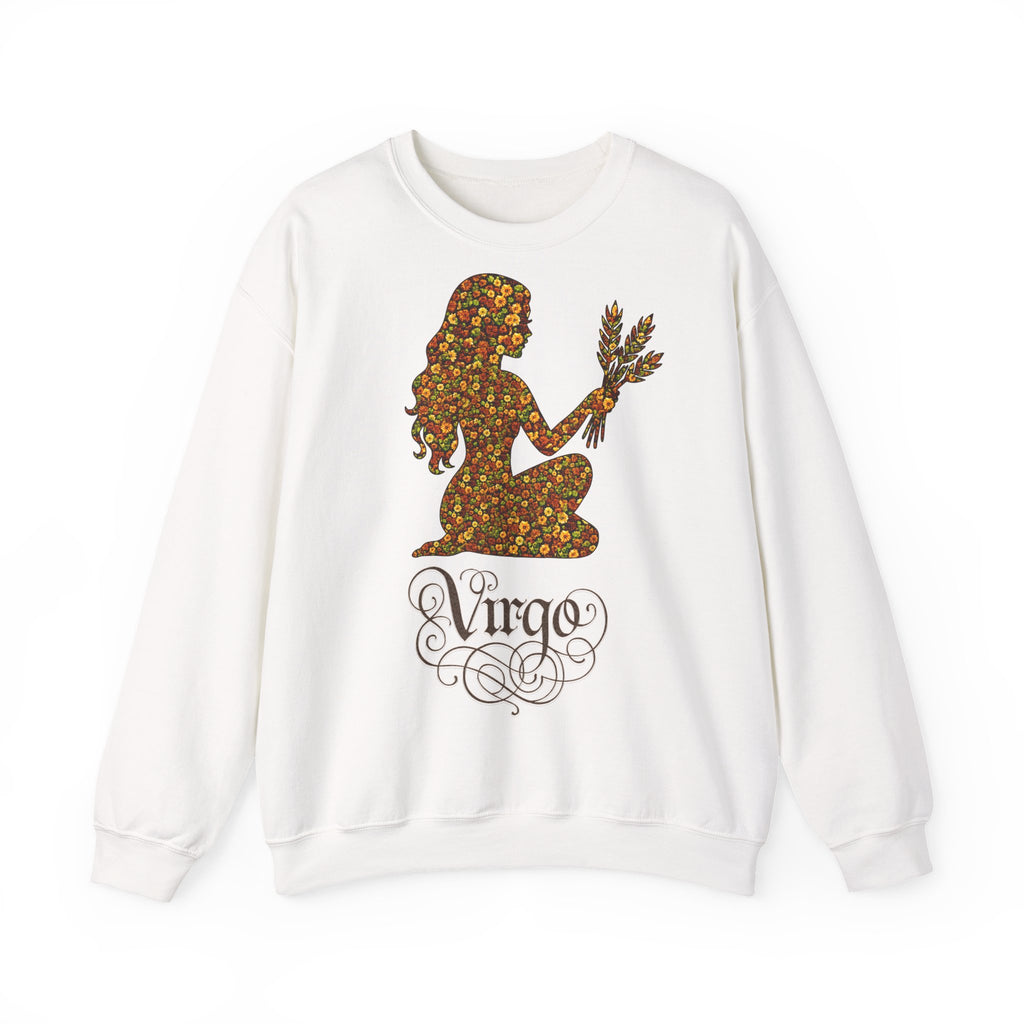 Jungfrau: Frontprint, Unisex Sweatshirt, florales Sternzeichen, Zodiac Astrologie (Virgo)