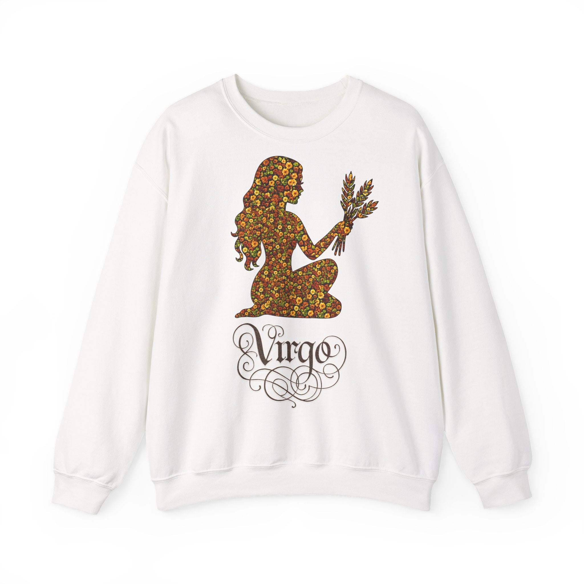 Jungfrau: Frontprint, Unisex Sweatshirt, florales Sternzeichen, Zodiac Astrologie (Virgo)