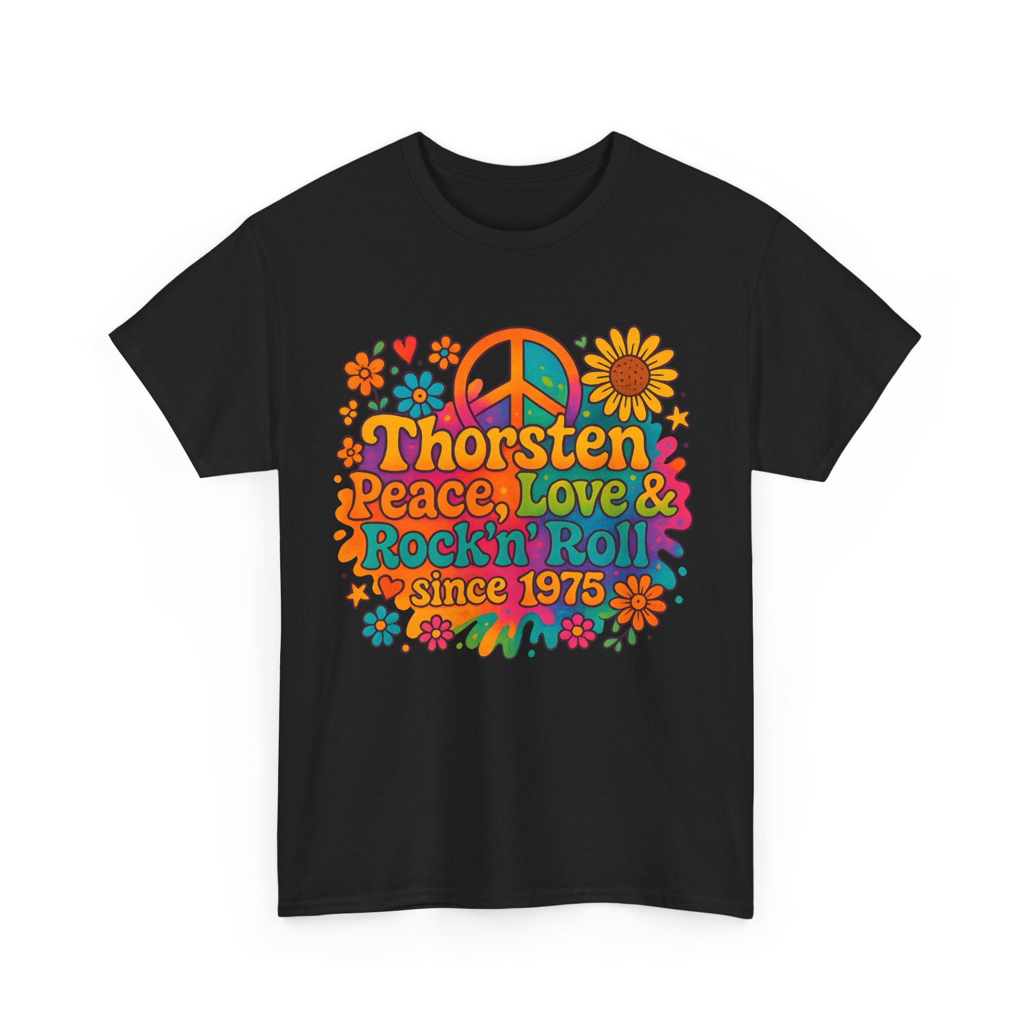 Thorsten, 1975, Retro Peace & Love Tee, Unisex Heavy Cotton Top, Vintage Rock'n'Roll Shirt, Music Lover Gift, 70s Inspired Fashion