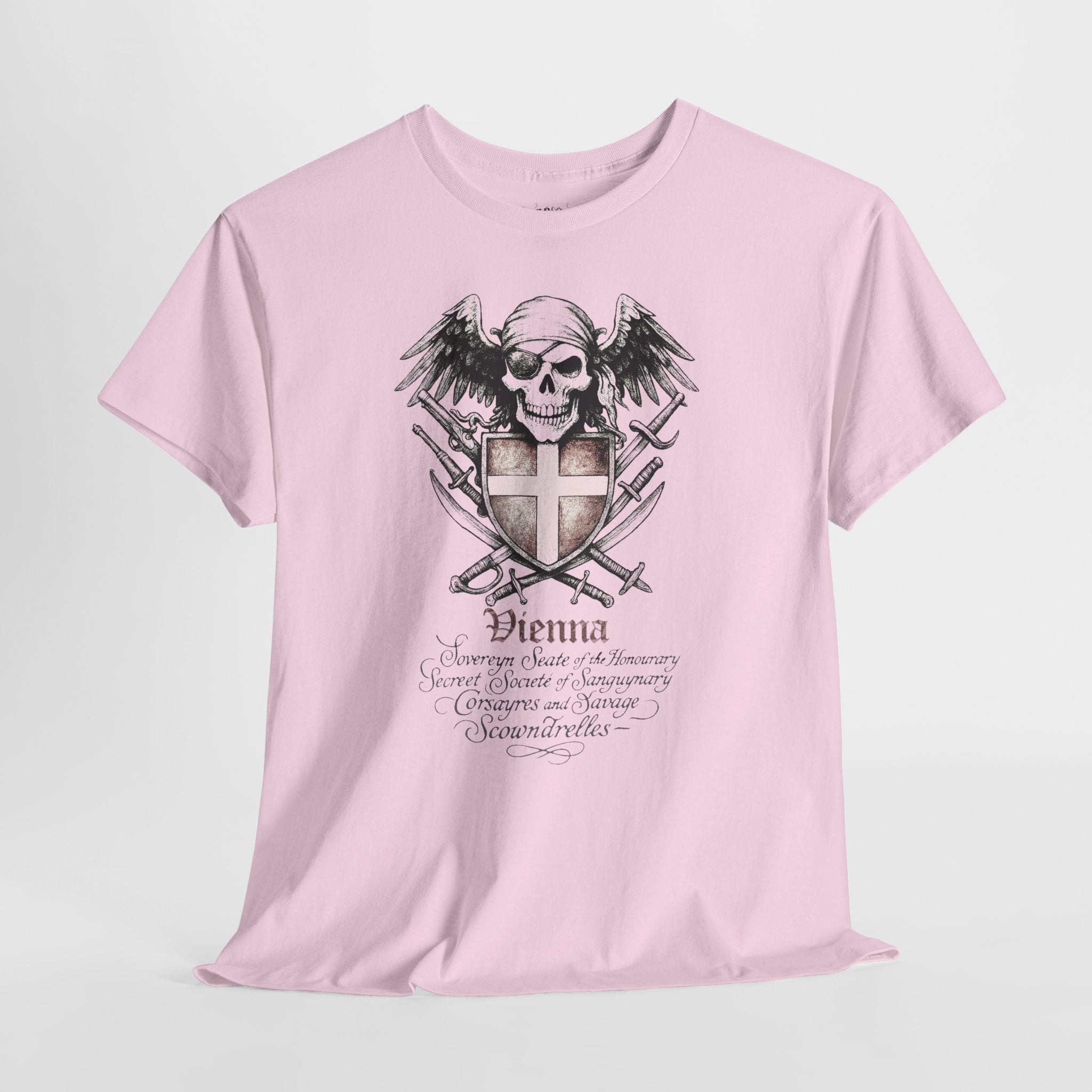 Grimwater Edition - Vienna, the sinister old headquarter of the Secret Society of bloodthirsty Pirates, Skull and Sword Gothic T-shirt
