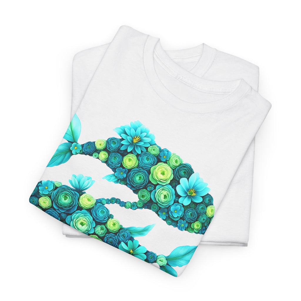 Fische: Frontprint, Unisex T-Shirt - Florales Sternzeichen Astrologie (Pisces)
