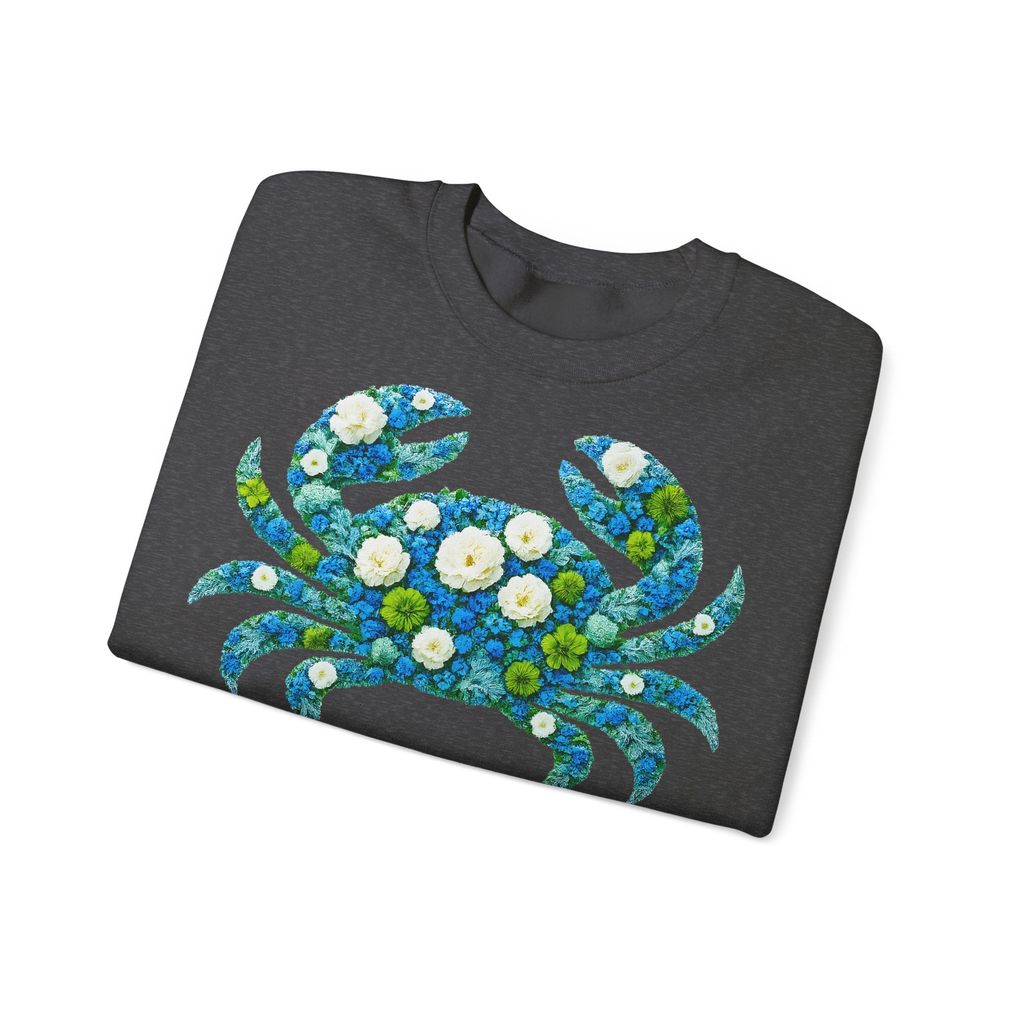 Krebs: Frontprint, Unisex Sweatshirt, florales Sternzeichen, Zodiac Astrologie (Cancer)
