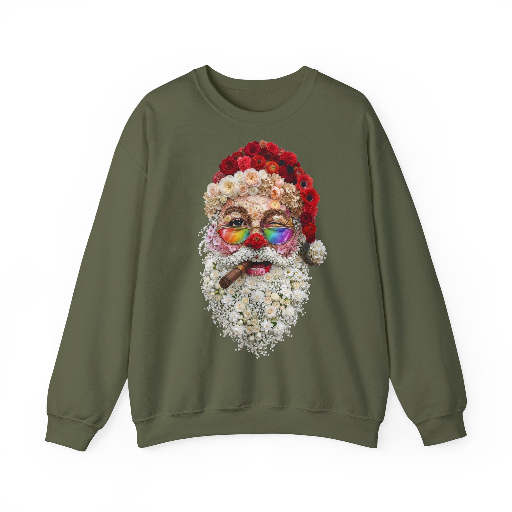 Blumen-Santa: Frontprint, Unisex Sweatshirt - Colorful Rainbow Glasses Floral