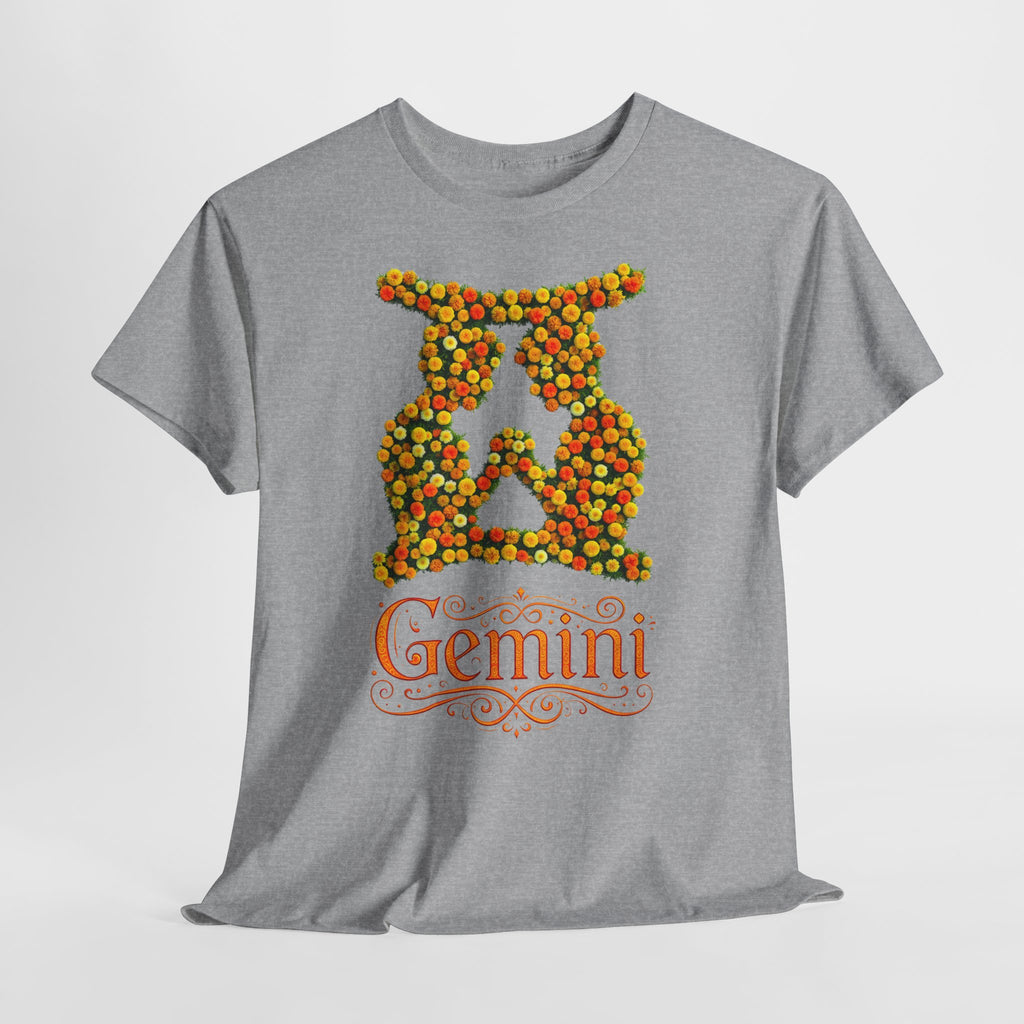 Zwilling: Frontprint, Unisex T-Shirt - Florales Sternzeichen Astrologie (Gemini)